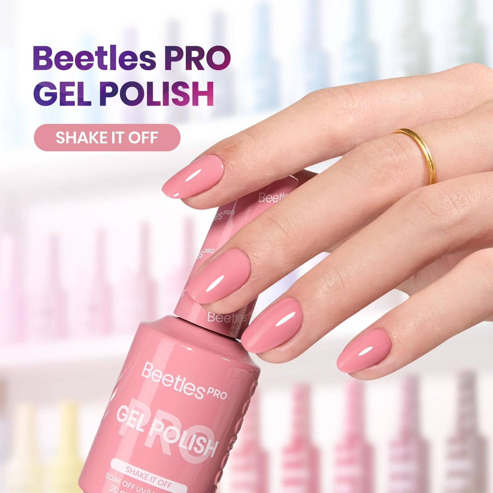 Beetles Pro Pink Gel Polish Nails Shake It Off - 1 Pcs 20ml Nude Pink Color Gel Polish - Image 2