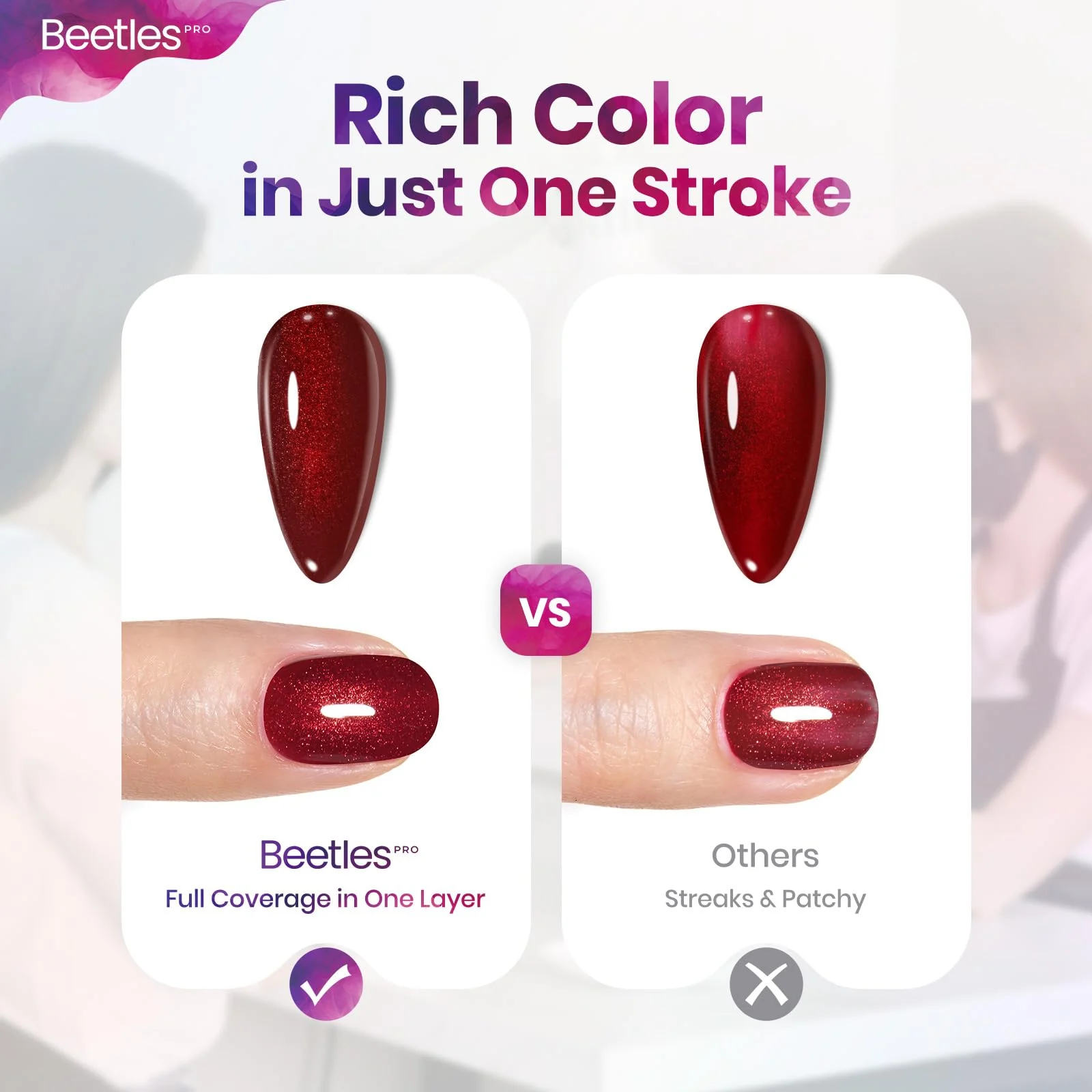 Beetles Pro Red Gel Polish - Drama Fix Cherry Red Color 20ML Glitter Gel Polish - Image 5