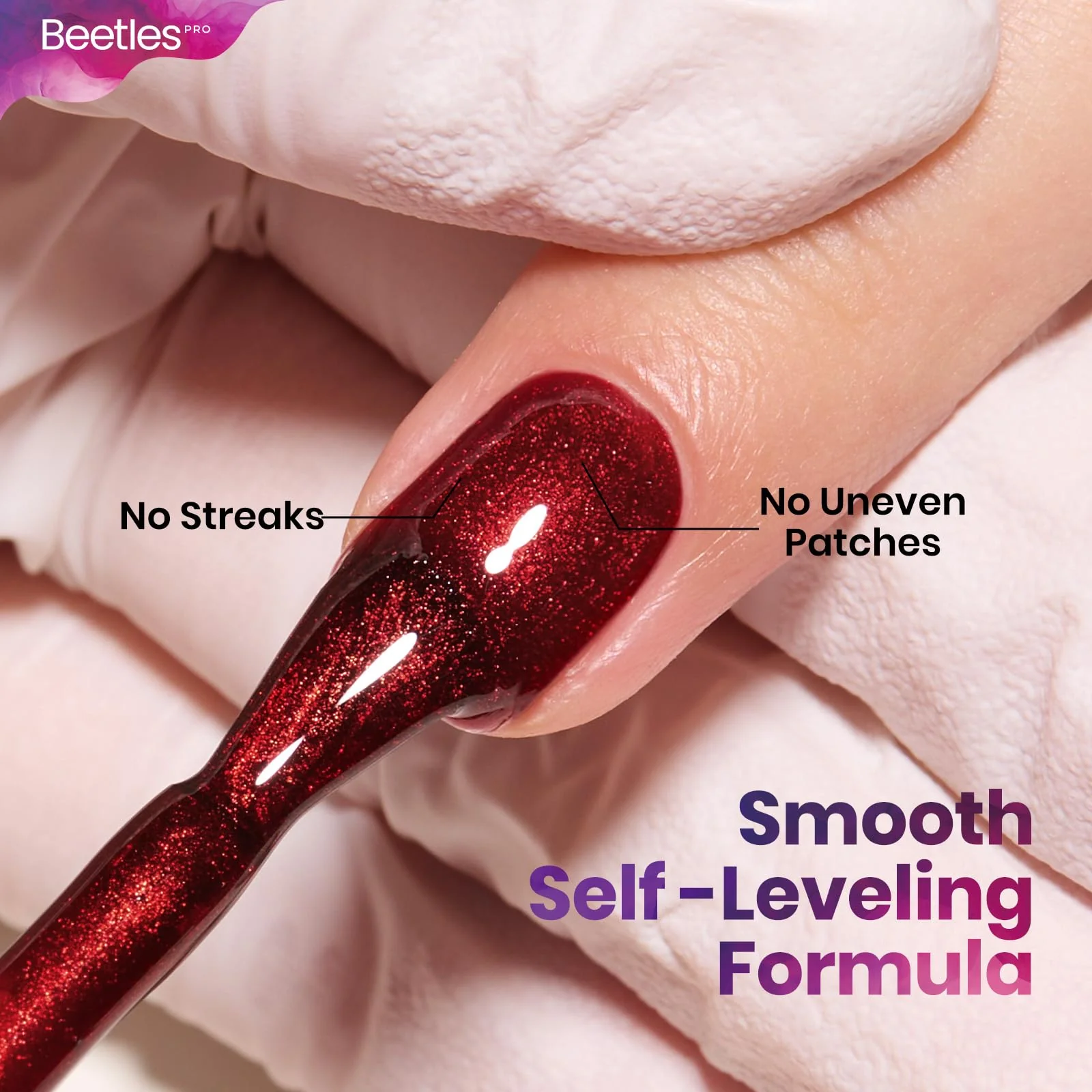 Beetles Pro Red Gel Polish - Drama Fix Cherry Red Color 20ML Glitter Gel Polish - Image 6