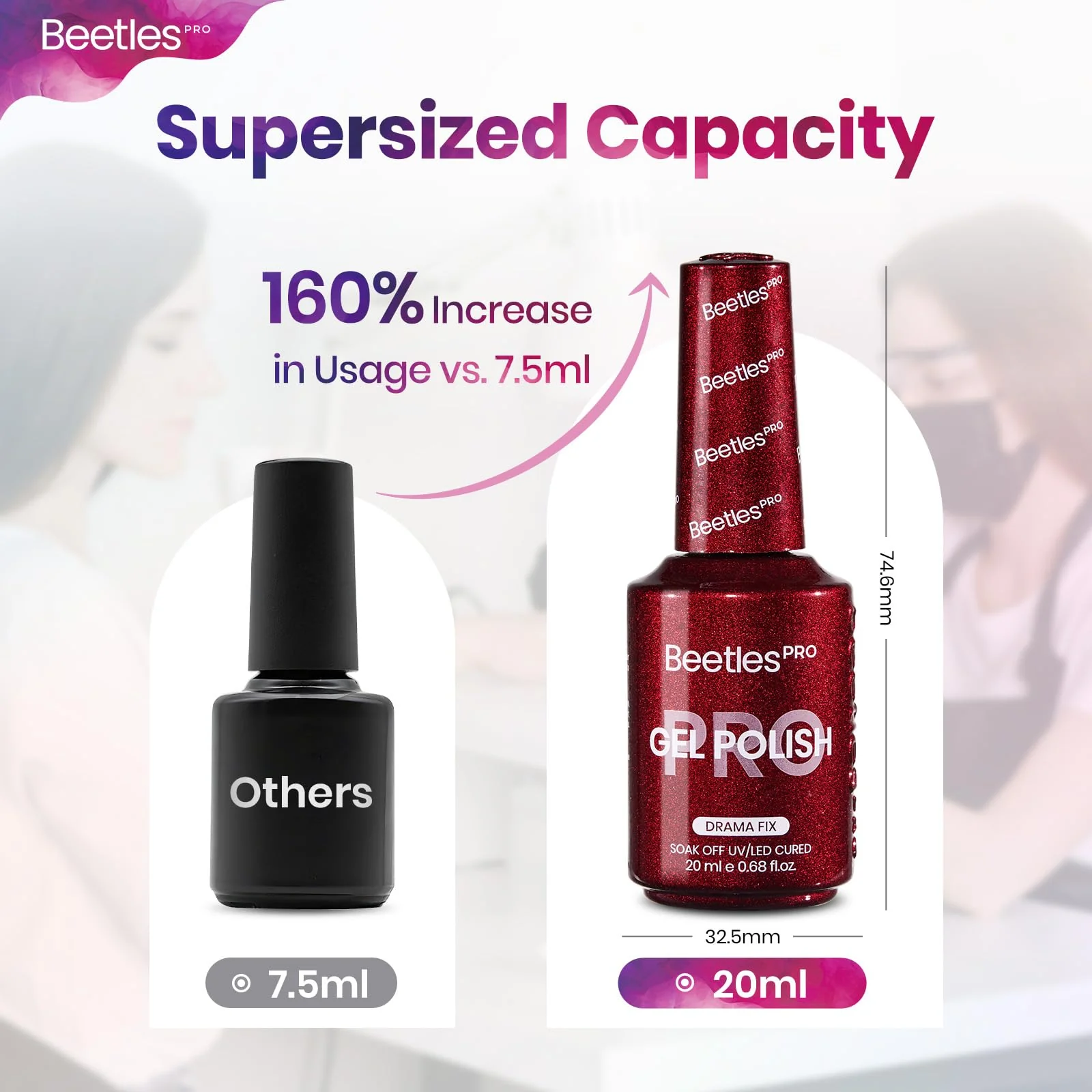 Beetles Pro Red Gel Polish - Drama Fix Cherry Red Color 20ML Glitter Gel Polish - Image 7