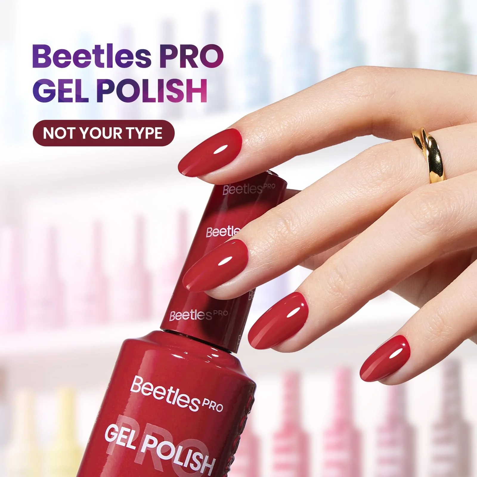 Beetles Pro Red Gel Polish Not Your Type Bright Red 20ML - Image 2