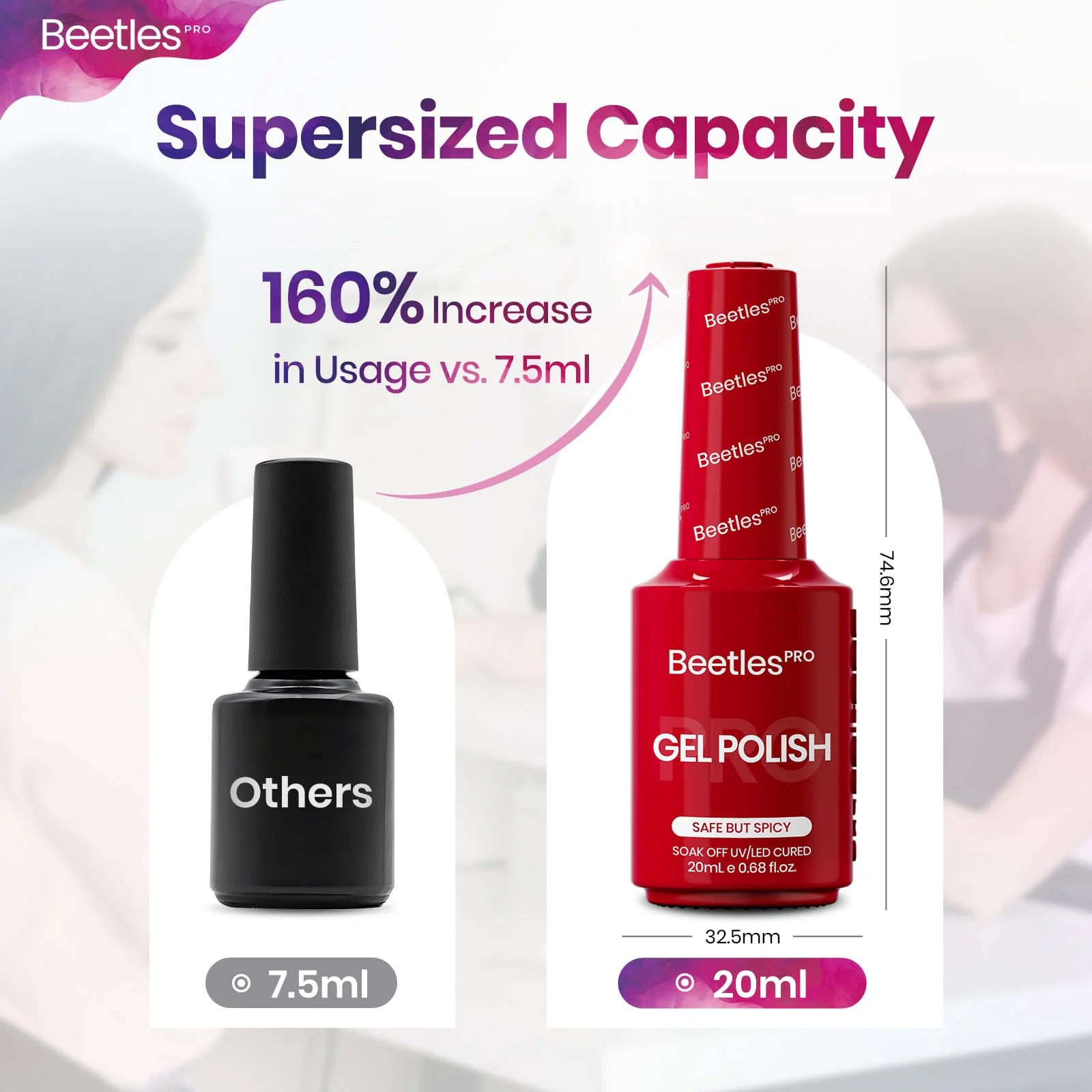 Beetles Pro Red Gel Polish - Safe but Spicy, Burgundy Wine Red Color 20ML Gel Polish - Image 6