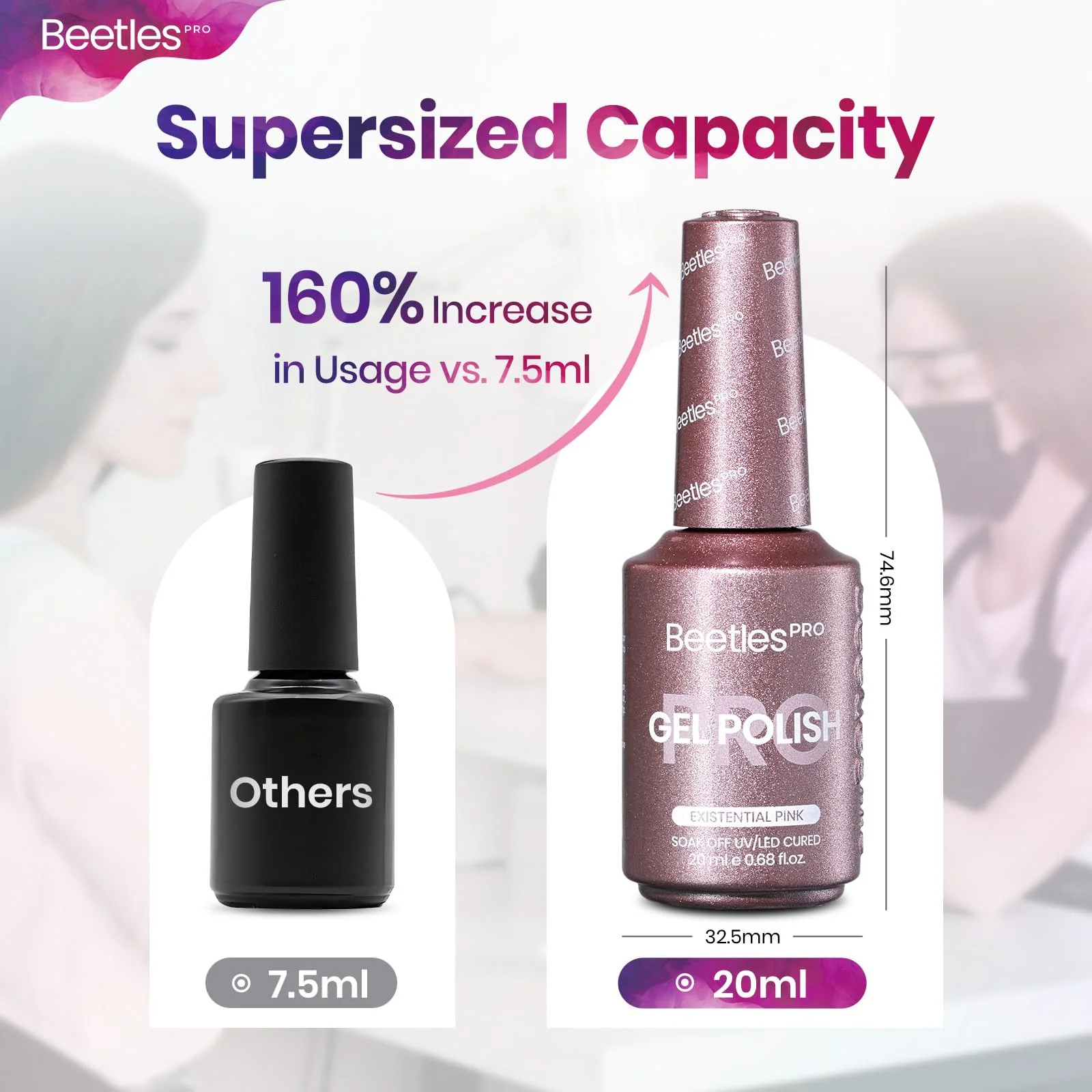 Beetles Pro Shimmer Gel Polish - Existential Pink Rose Gold Color 20ML Pink Shimmer Gel Polish - Image 6
