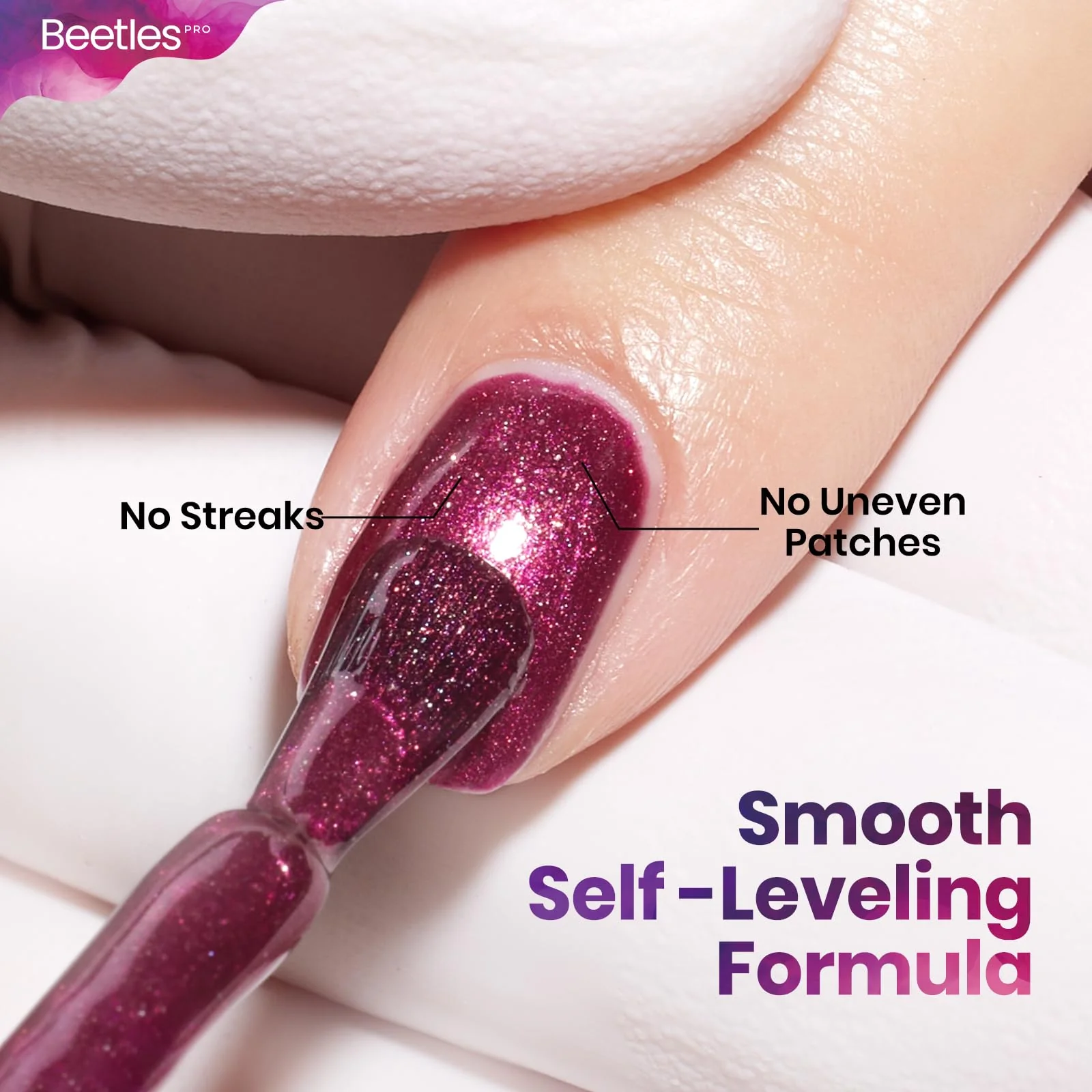Beetles Pro Shimmer Gel Polish - Out of Reach, Purple Shimmer Color 20ML Glitter Gel Polish - Image 6