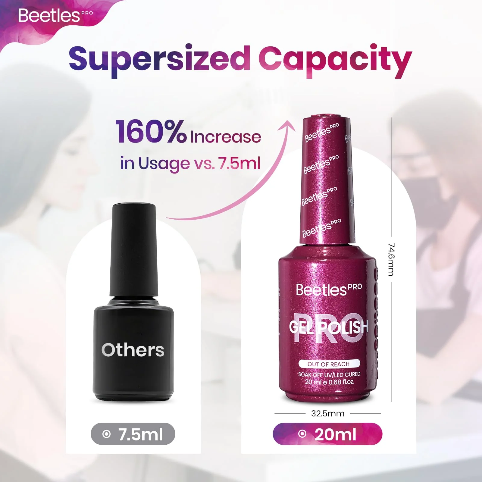 Beetles Pro Shimmer Gel Polish - Out of Reach, Purple Shimmer Color 20ML Glitter Gel Polish - Image 7