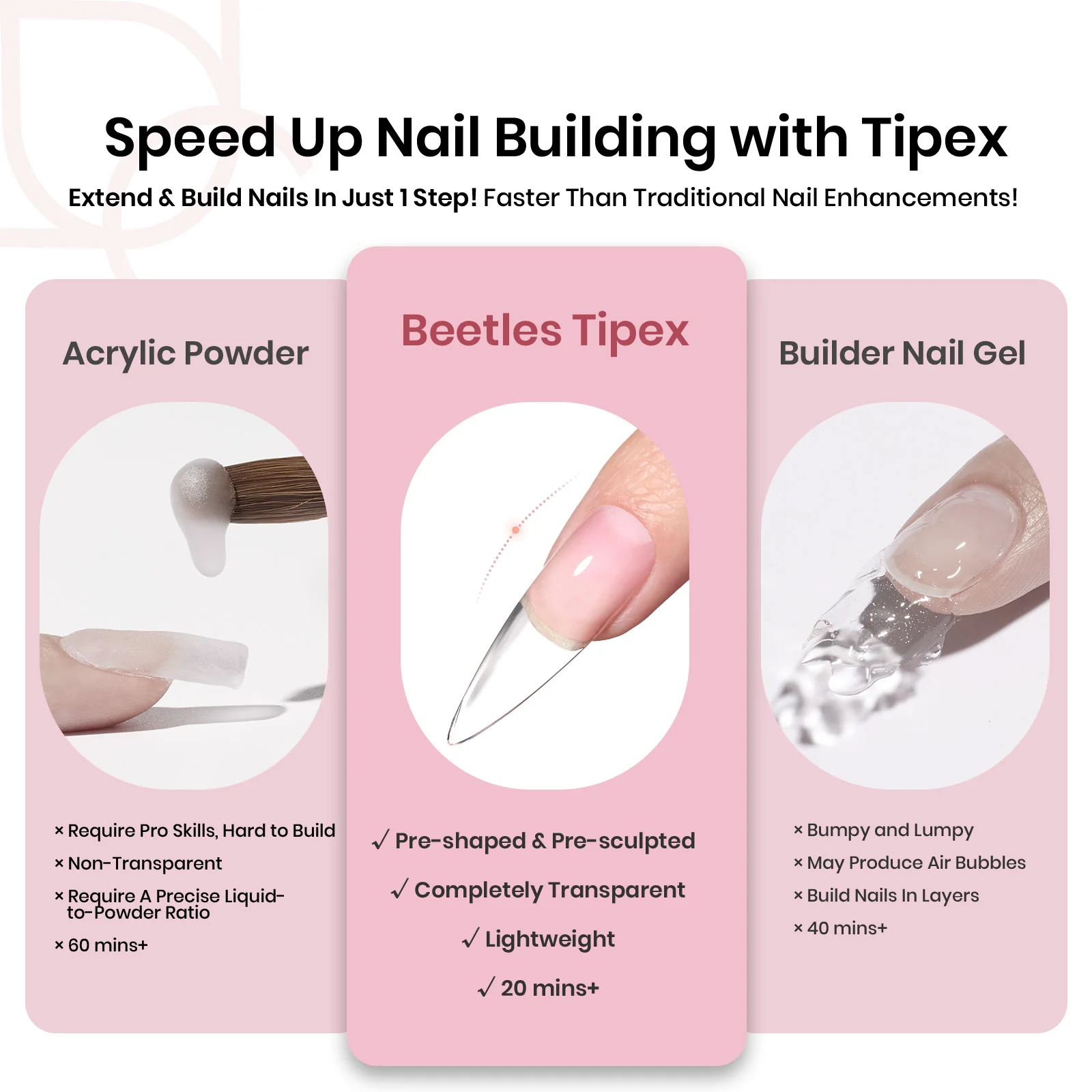 Beetles Pro Tipex Instant Apex Nail Tips, Long Stiletto 512pcs, Thicker Strong Acrylic Tips for DIY Salon-look Extensions - Image 4