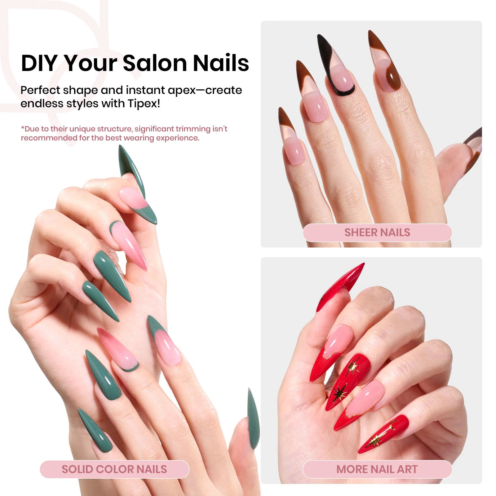 Beetles Pro Tipex Instant Apex Nail Tips, Long Stiletto 512pcs, Thicker Strong Acrylic Tips for DIY Salon-look Extensions - Image 5