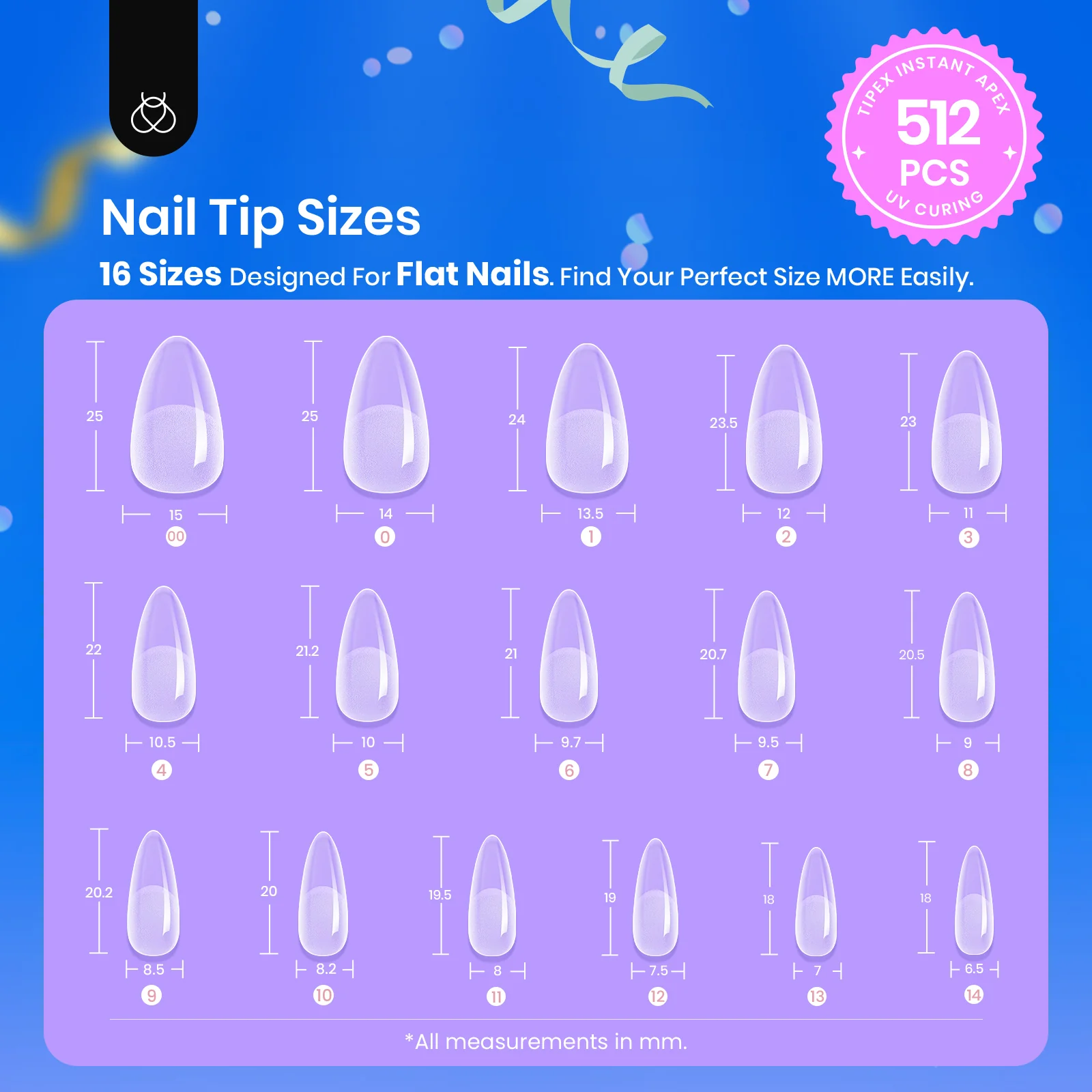 Beetles Pro Tipex Instant Apex Nail Tips, Medium Almond 512pcs, Thicker Strong Acrylic Tips for DIY Salon-look Extensions - Image 6