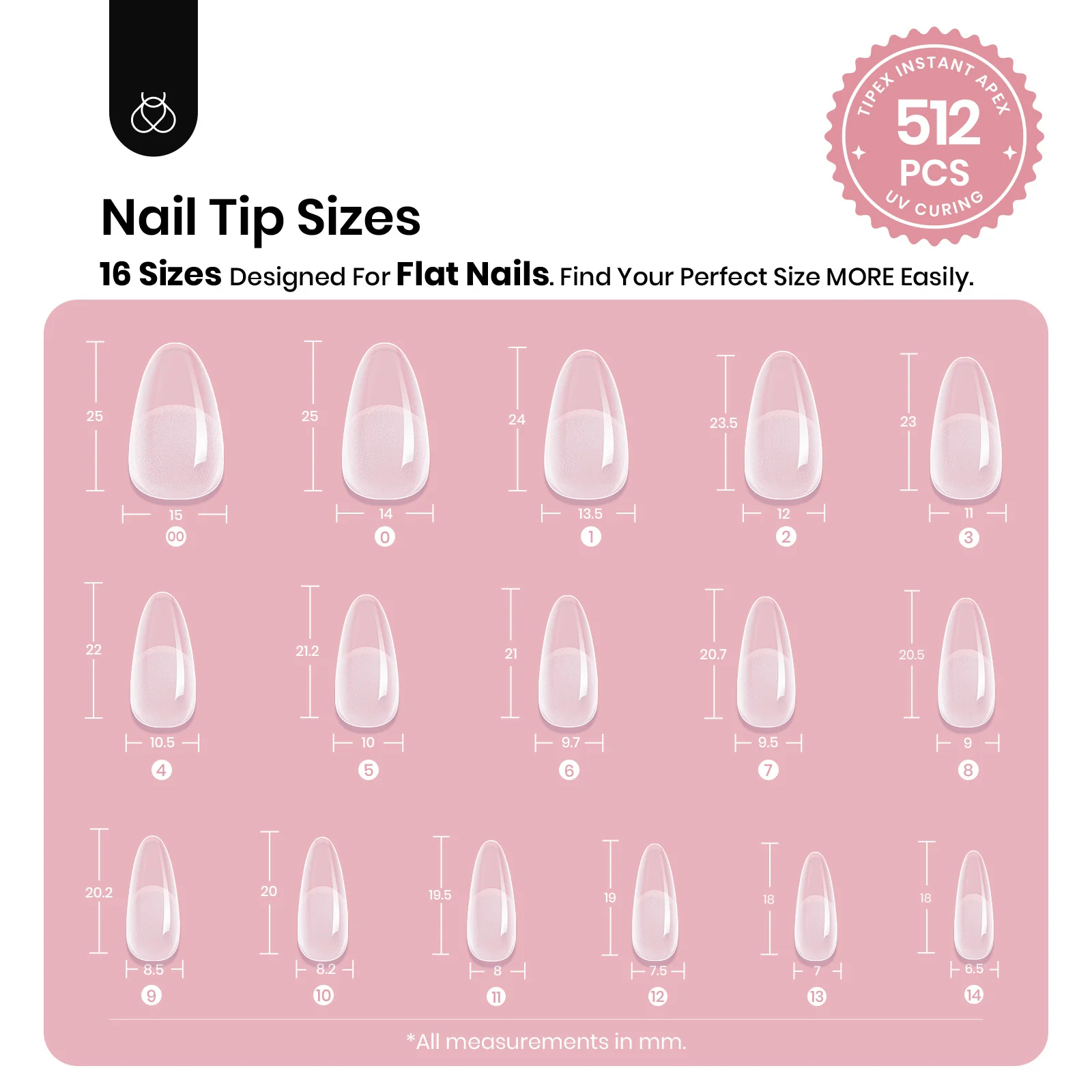 Beetles Pro Tipex Instant Apex Nail Tips, Medium Almond 512pcs, Thicker Strong Acrylic Tips for DIY Salon-look Extensions - Image 6