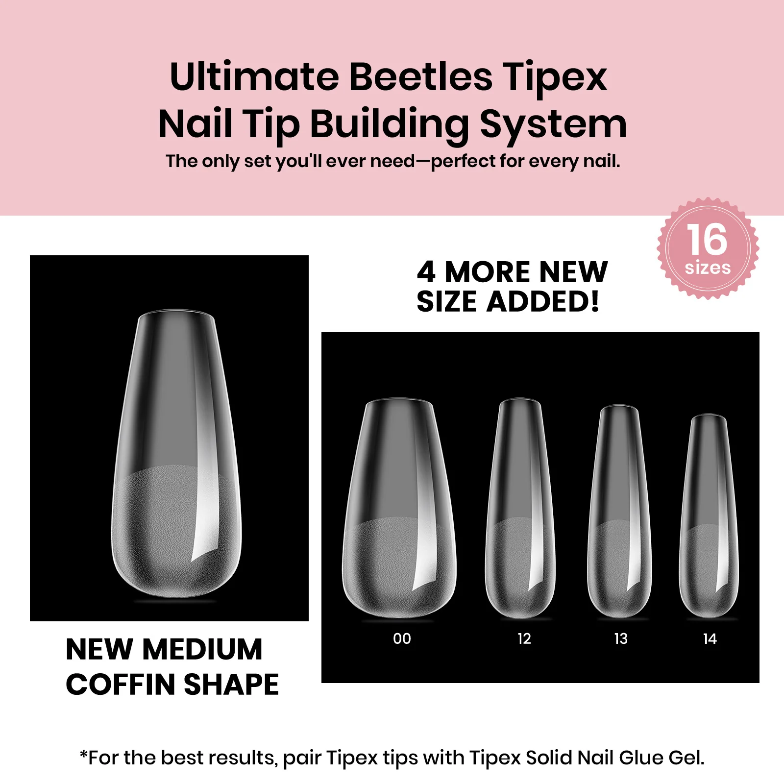 Beetles Pro Tipex Instant Apex Nail Tips, Medium Coffin 512pcs,Thicker Strong Acrylic Tips for DIY Salon-look Extensions - Image 2