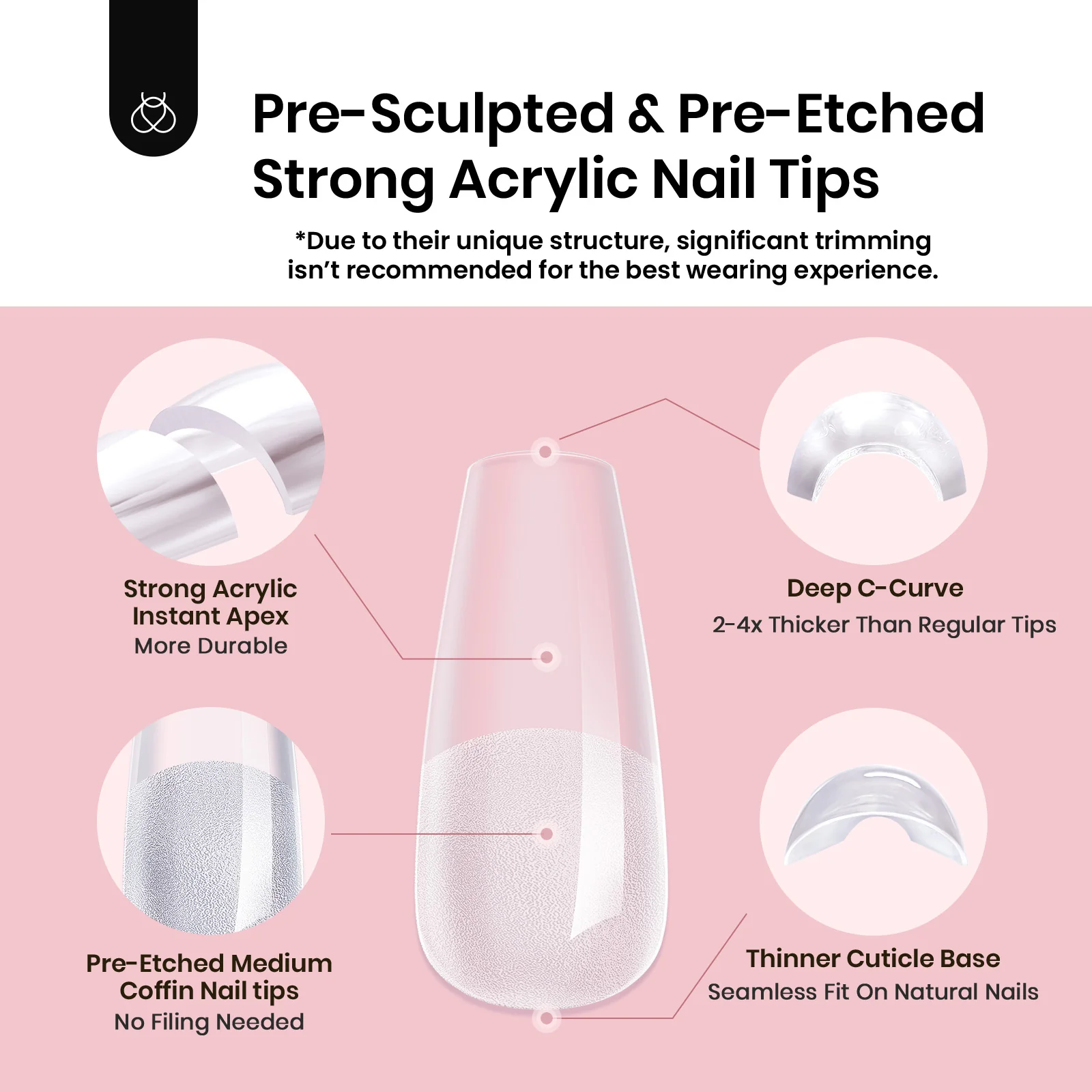 Beetles Pro Tipex Instant Apex Nail Tips, Medium Coffin 512pcs,Thicker Strong Acrylic Tips for DIY Salon-look Extensions - Image 3