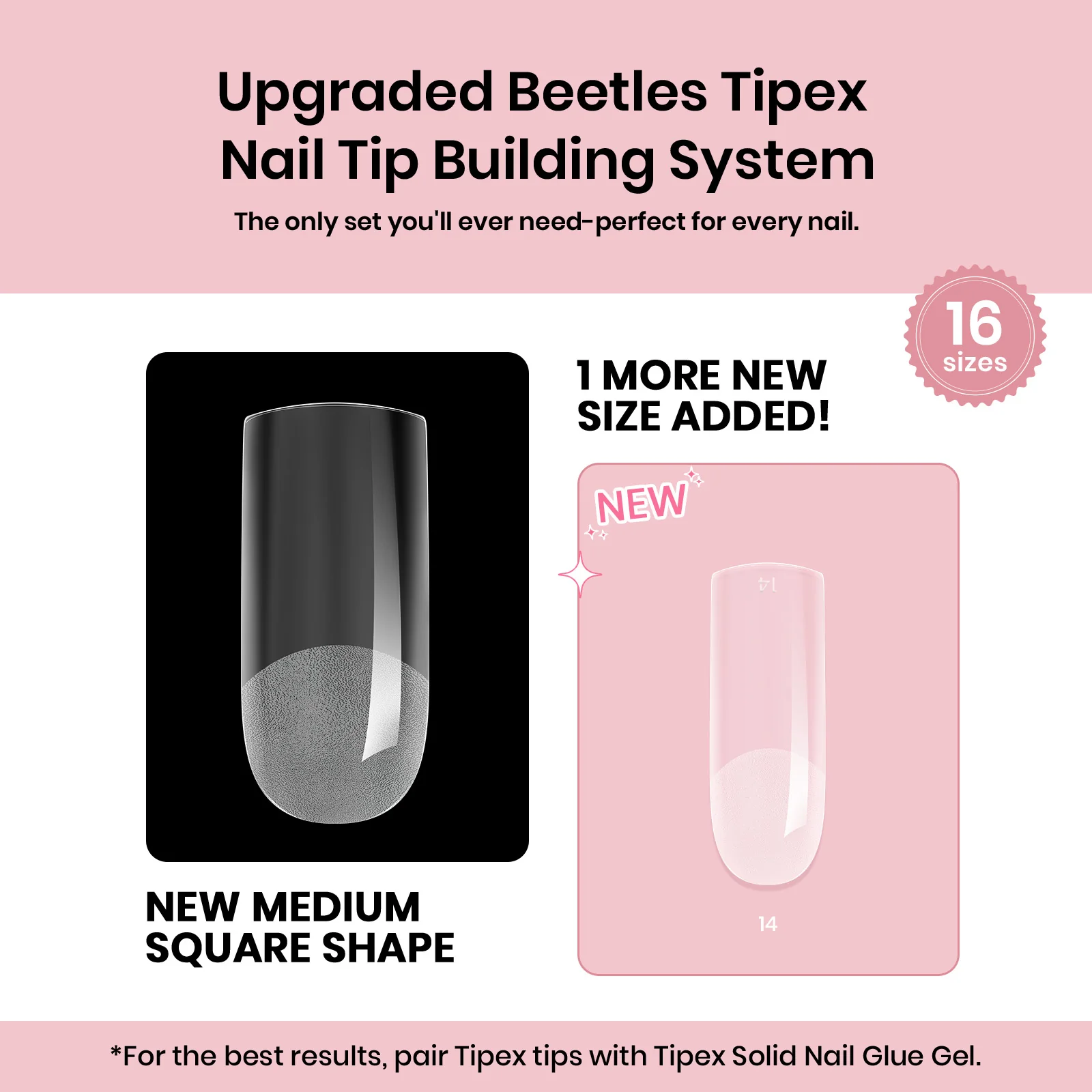 Beetles Pro Tipex Instant Apex Nail Tips, Medium Square 512pcs, Thicker Strong Acrylic Tips for DIY Salon-look Extensions - Image 2