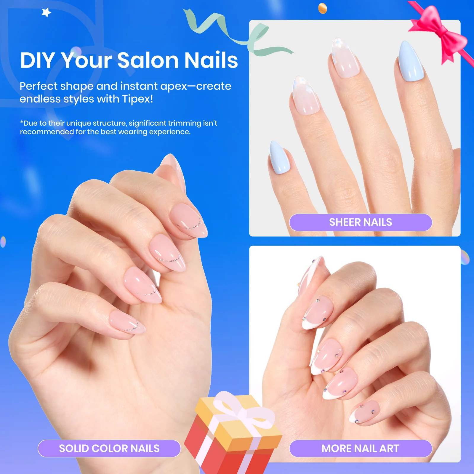 Beetles Pro Tipex Instant Apex Nail Tips, Short Almond 512pcs, Thicker Strong Acrylic Tips for DIY Salon-look Extensions - Image 5