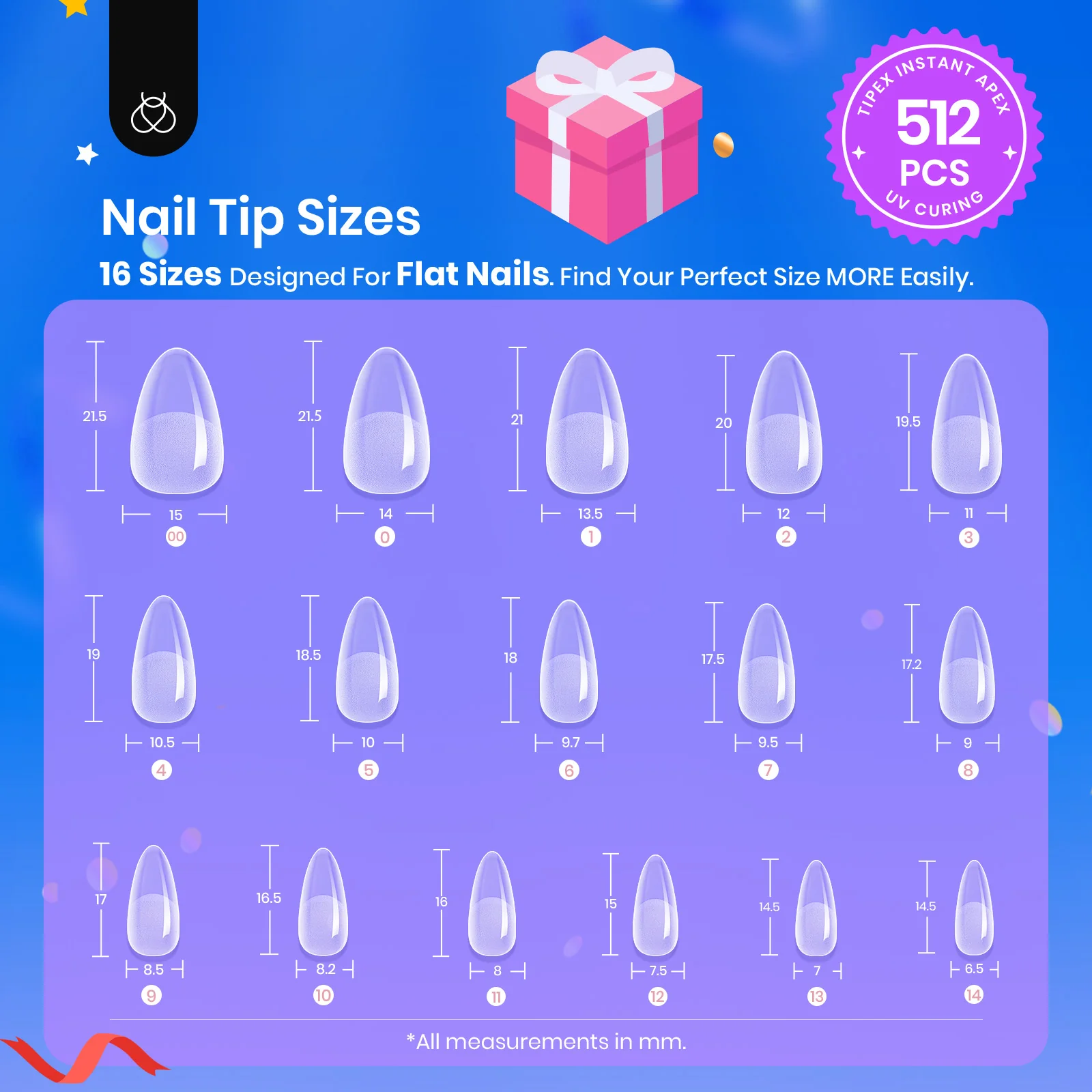 Beetles Pro Tipex Instant Apex Nail Tips, Short Almond 512pcs, Thicker Strong Acrylic Tips for DIY Salon-look Extensions - Image 6