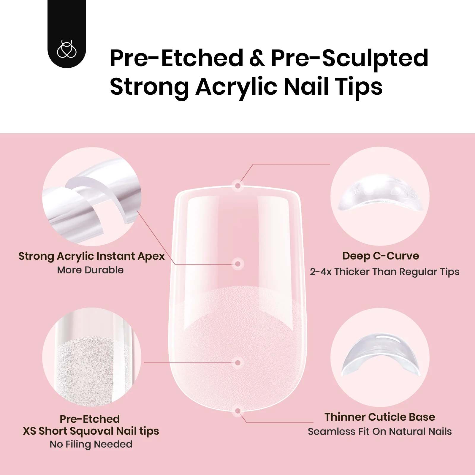 Beetles Pro Tipex Instant Apex Nail Tips, XS Square 512pcs, Thicker Strong Acrylic Tips for DIY Salon-look Extensions - Image 3