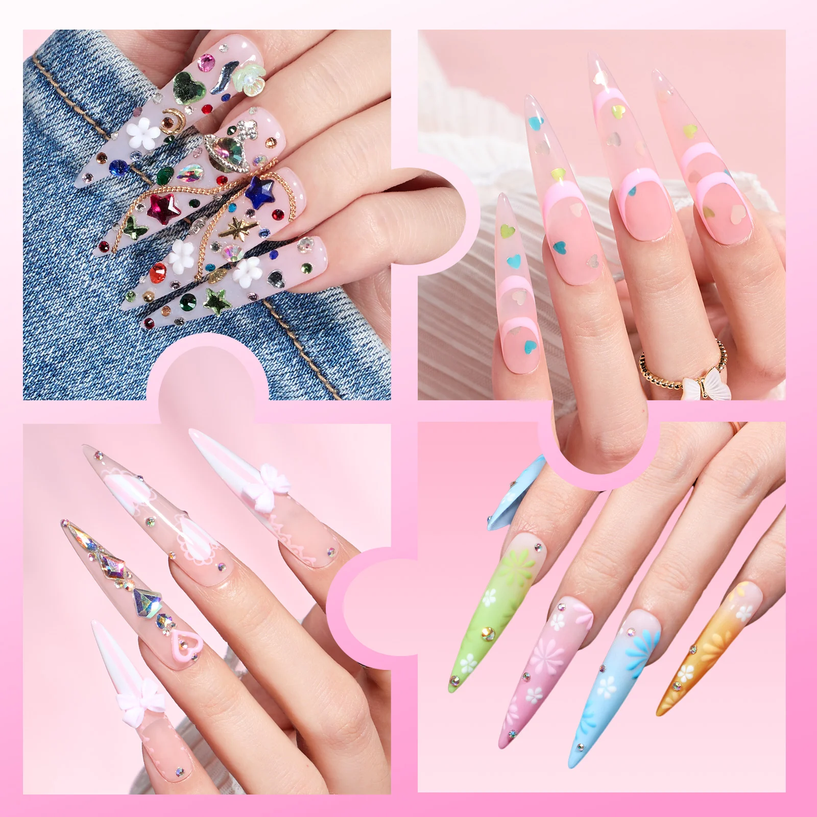 Beetles Pro Tipex Instant Apex Nail Tips, XXL Stiletto, 512pcs 16 Sizes for DIY Salon-look Extensions - Image 2