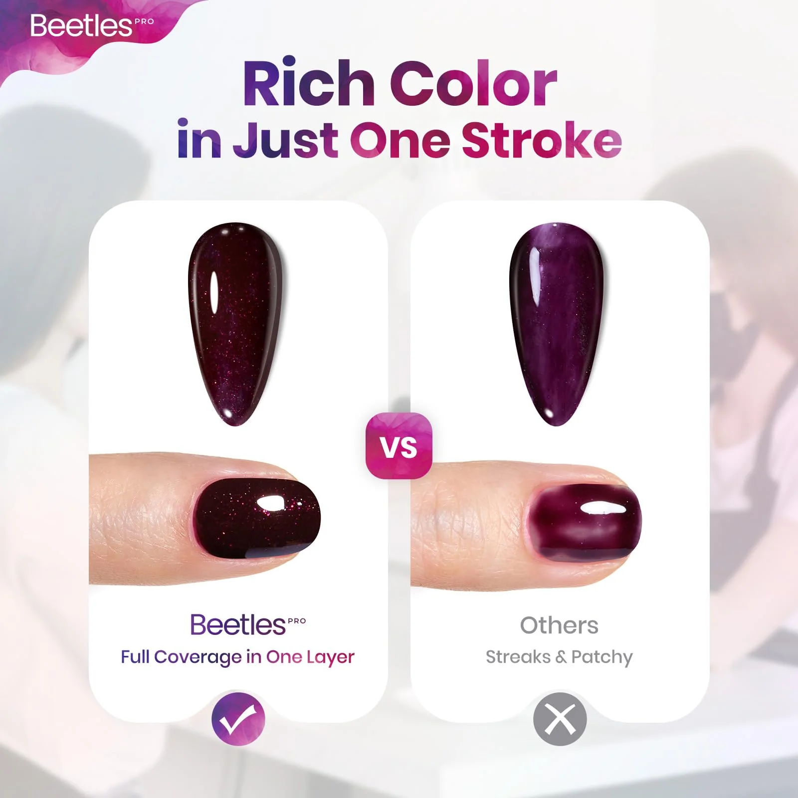 Beetles Proe Red Gel Polish - Currently Crushing Dark Cherry Mocha Red Color 20ML Glitter Plum Gel Nail Polish - Image 5