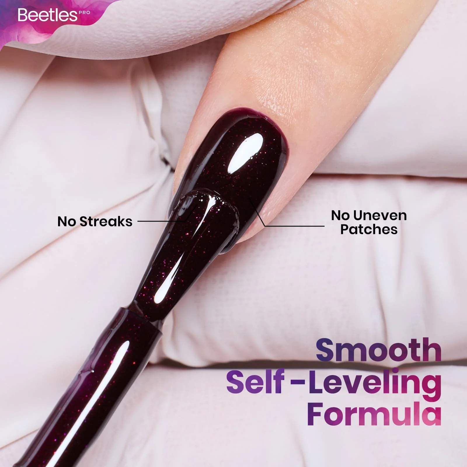 Beetles Proe Red Gel Polish - Currently Crushing Dark Cherry Mocha Red Color 20ML Glitter Plum Gel Nail Polish - Image 6