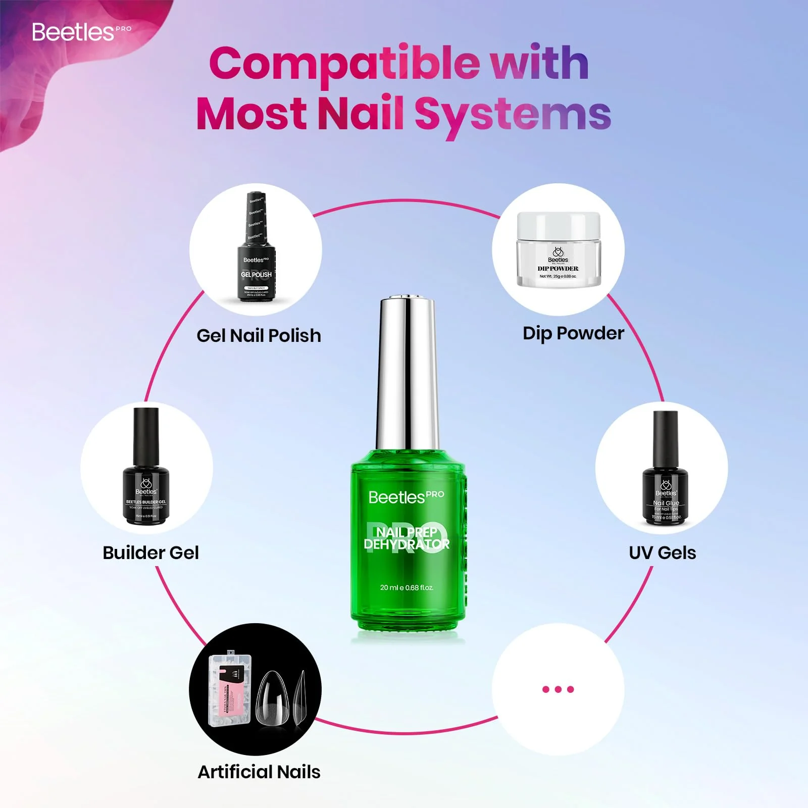 Beetles Professional Nail Prep Dehydrator - Natural Nails Superior Bonding Primer for Acrylic Powder and Gel Nail Polish - Image 6