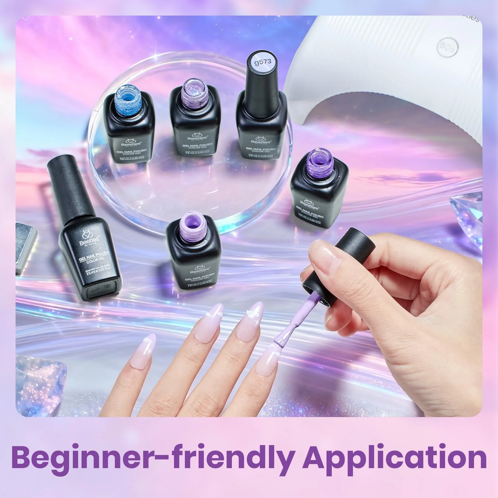 Beetles Purple Gel Nail Polish Set - Dreamscape Wander 6 Colors Purple Glitter Shimmer Cat Eye Gel Polish Kit - Image 6