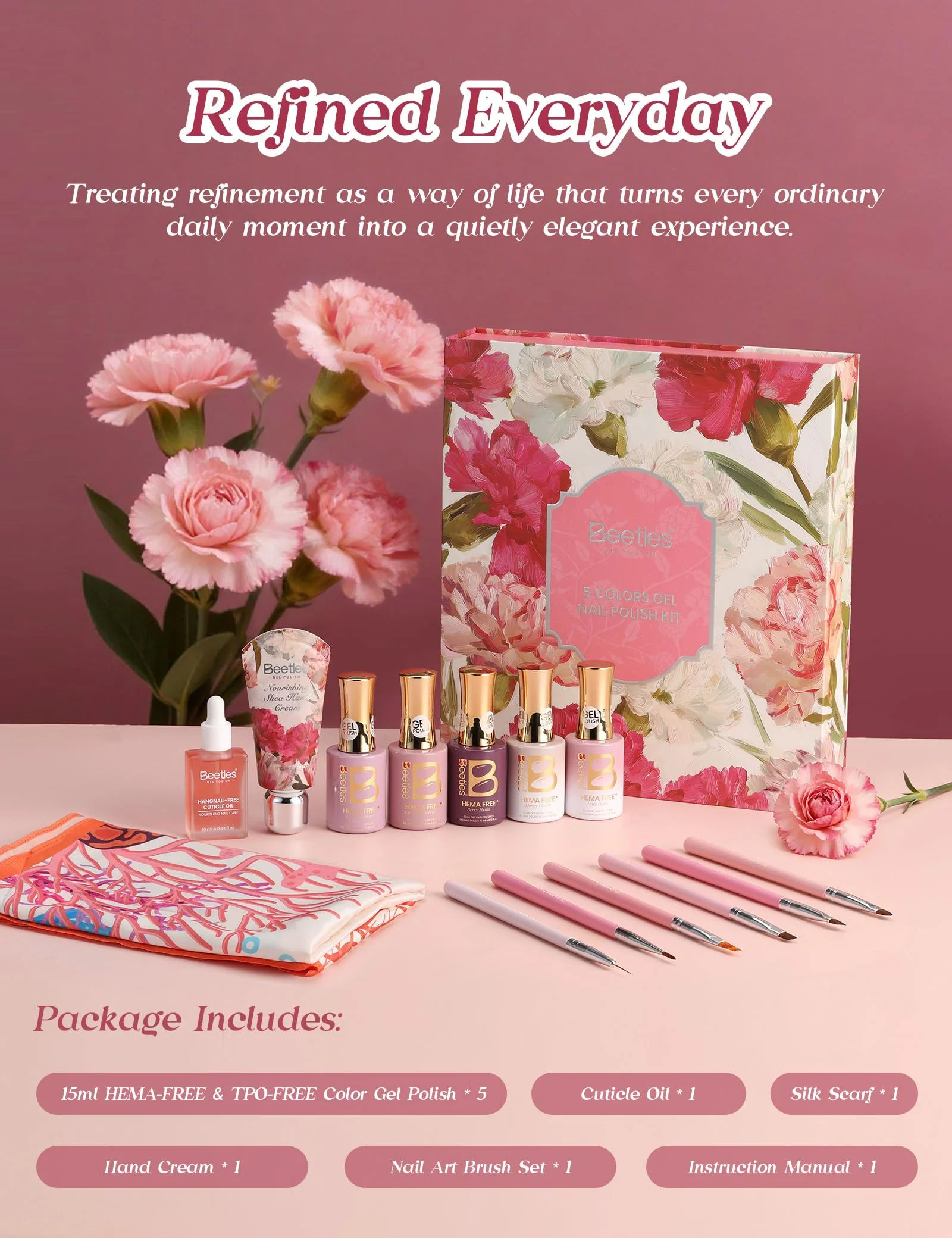 Beetles Refined Everyday Gift Box | 5-Color HEMA-Free & TPO-Free Manicure Kit - Image 2