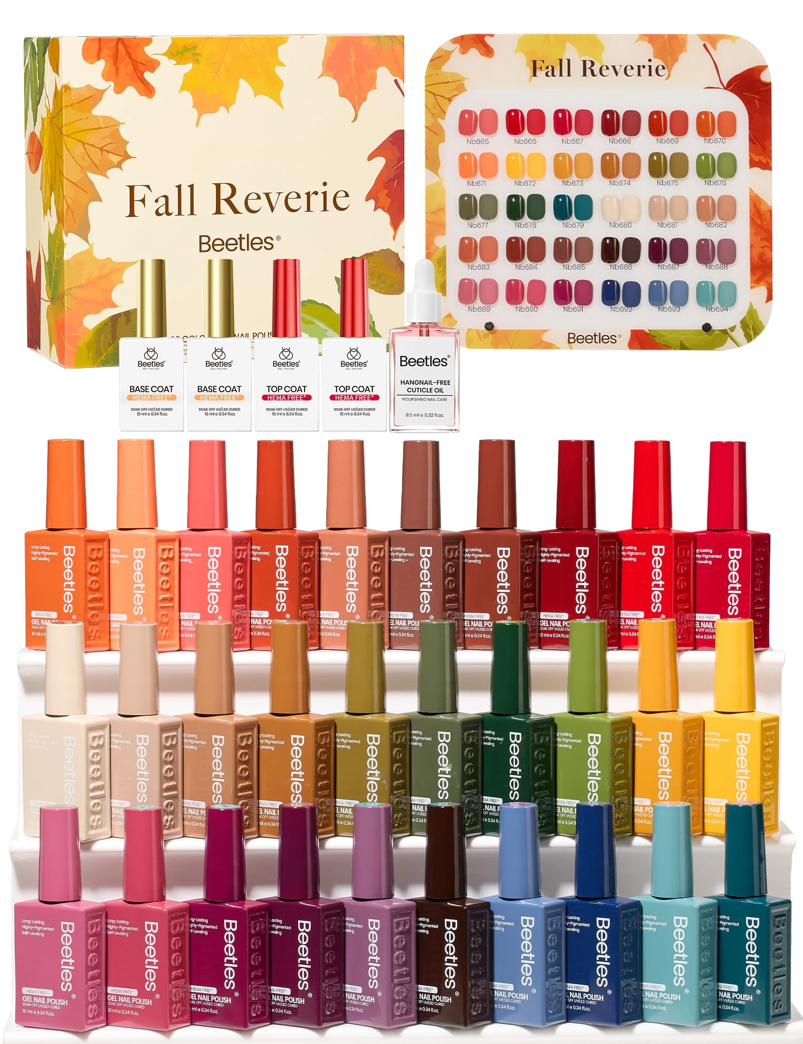 Beetles Retro Reverie Gel Nail Polish Set Hema-Free 30 Colors Autumn Burgundy Orange Colors