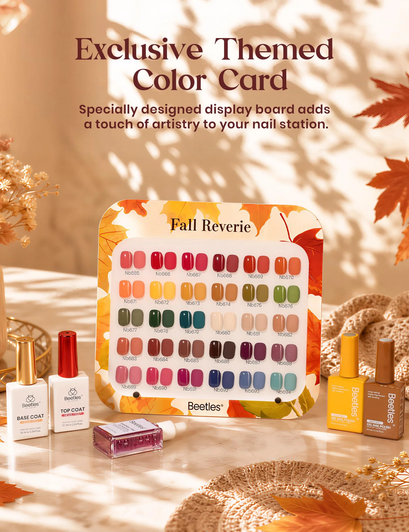 Beetles Retro Reverie Gel Nail Polish Set Hema-Free 30 Colors Autumn Burgundy Orange Colors - Image 7