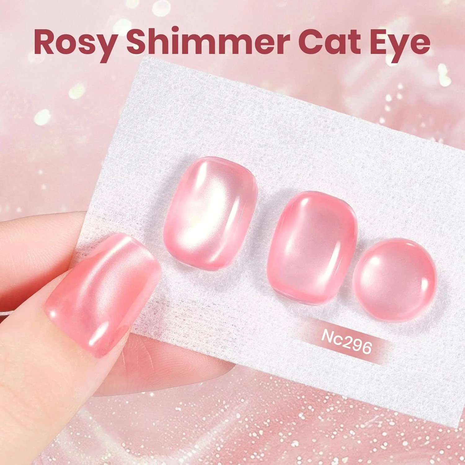 Beetles Rosy Shimmer Pink Cat Eye Gel Nail Polish - 15ML Glass Pink Glitter Cat Eye Gel Polish Magnetic Shimmer Effect Soak Off UV Summer Nails Nail Art Design - Image 5