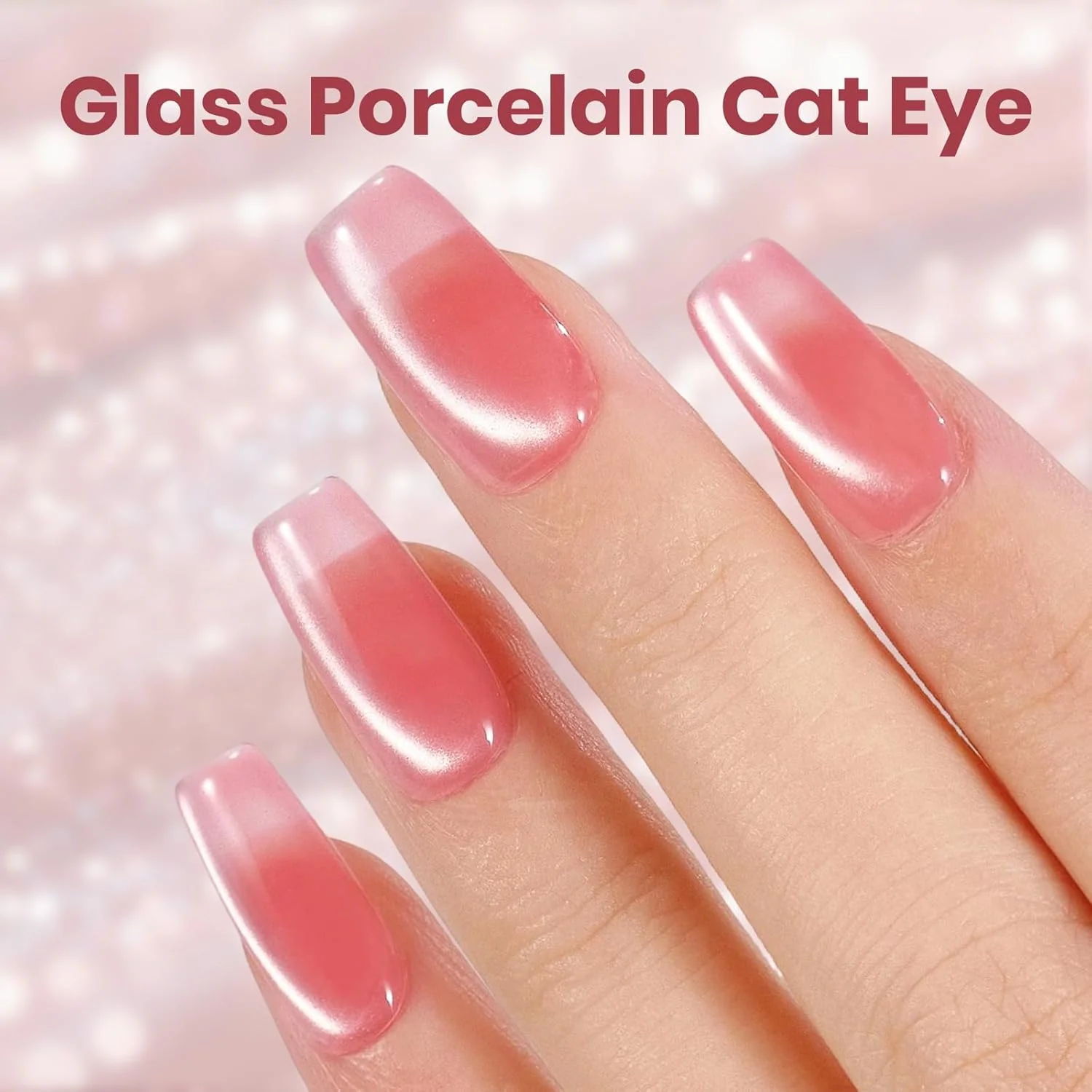 Beetles Rosy Shimmer Pink Cat Eye Gel Nail Polish - 15ML Glass Pink Glitter Cat Eye Gel Polish Magnetic Shimmer Effect Soak Off UV Summer Nails Nail Art Design - Image 7