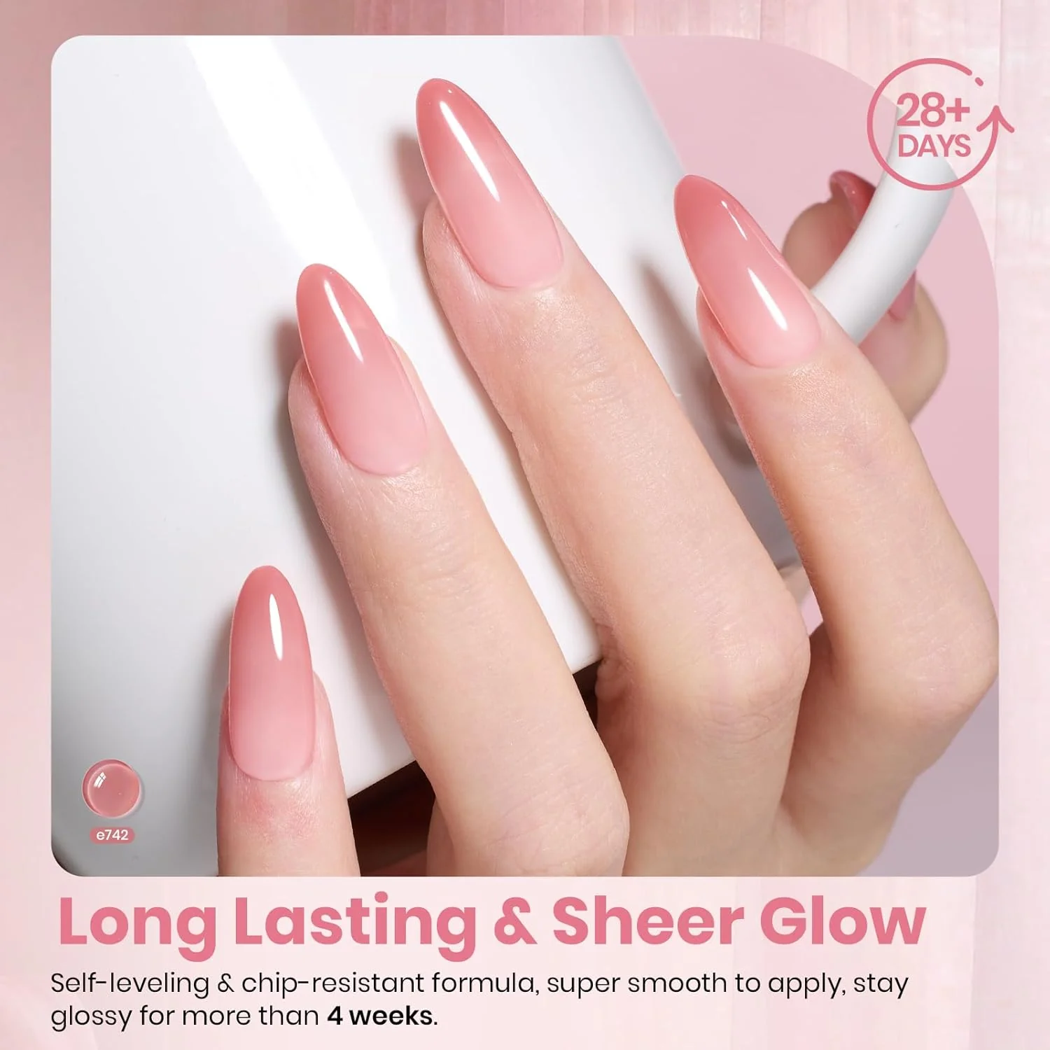 Beetles Sheer Blush Nude Gel Nail Polish Set - 6 Colors Summer Nails 15ML Nude Pink Brown Neutral Jelly Gel Polish Kit Sheer Translucent Effect Soak Off UV Nail Art Design Manicure Gift for Women - Image 4