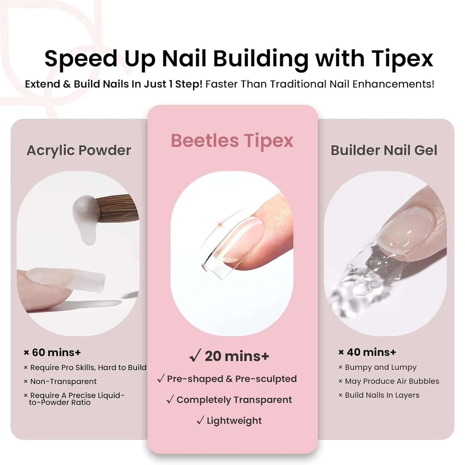 Beetles Short Square Tipex Nail Tips|180pcs - Image 7