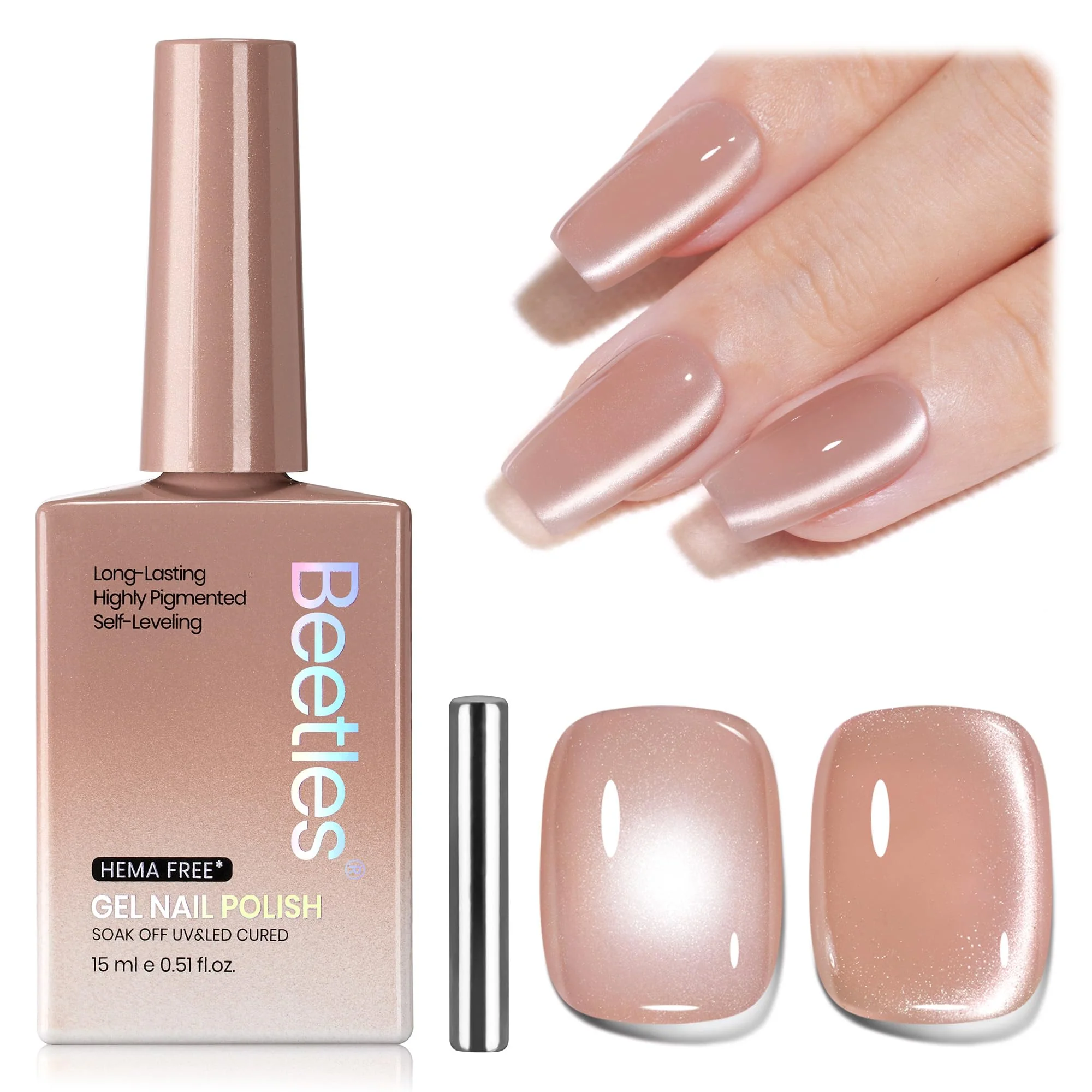 Beetles Silk Serum Nude HEMA FREE Cat Eye Gel Nail Polish - 15ML Glitter Gel Polish Nails