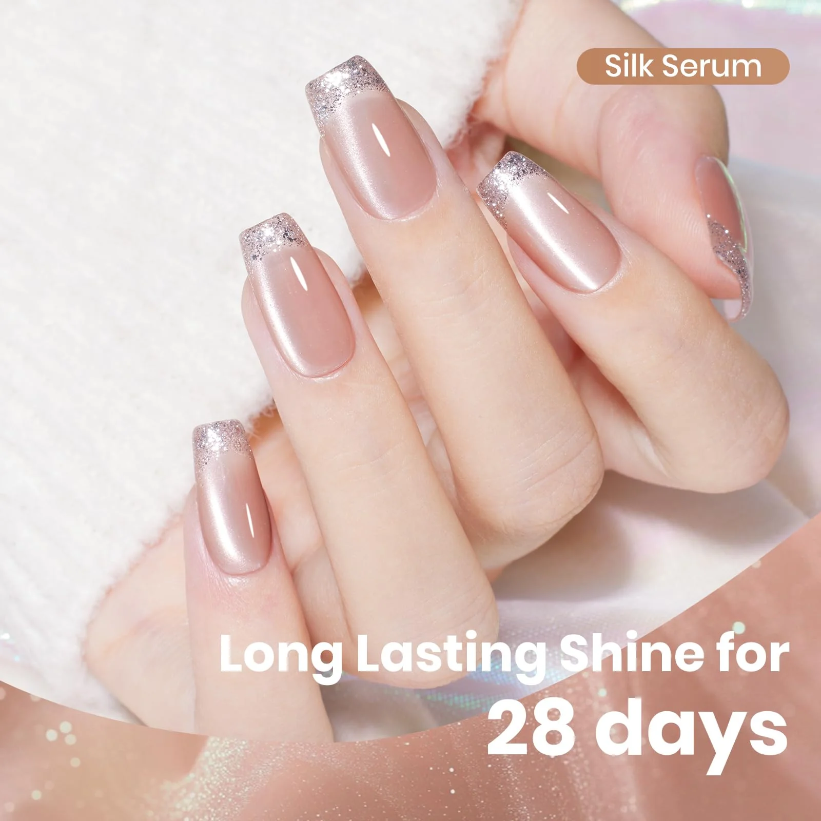 Beetles Silk Serum Nude HEMA FREE Cat Eye Gel Nail Polish - 15ML Glitter Gel Polish Nails - Image 3