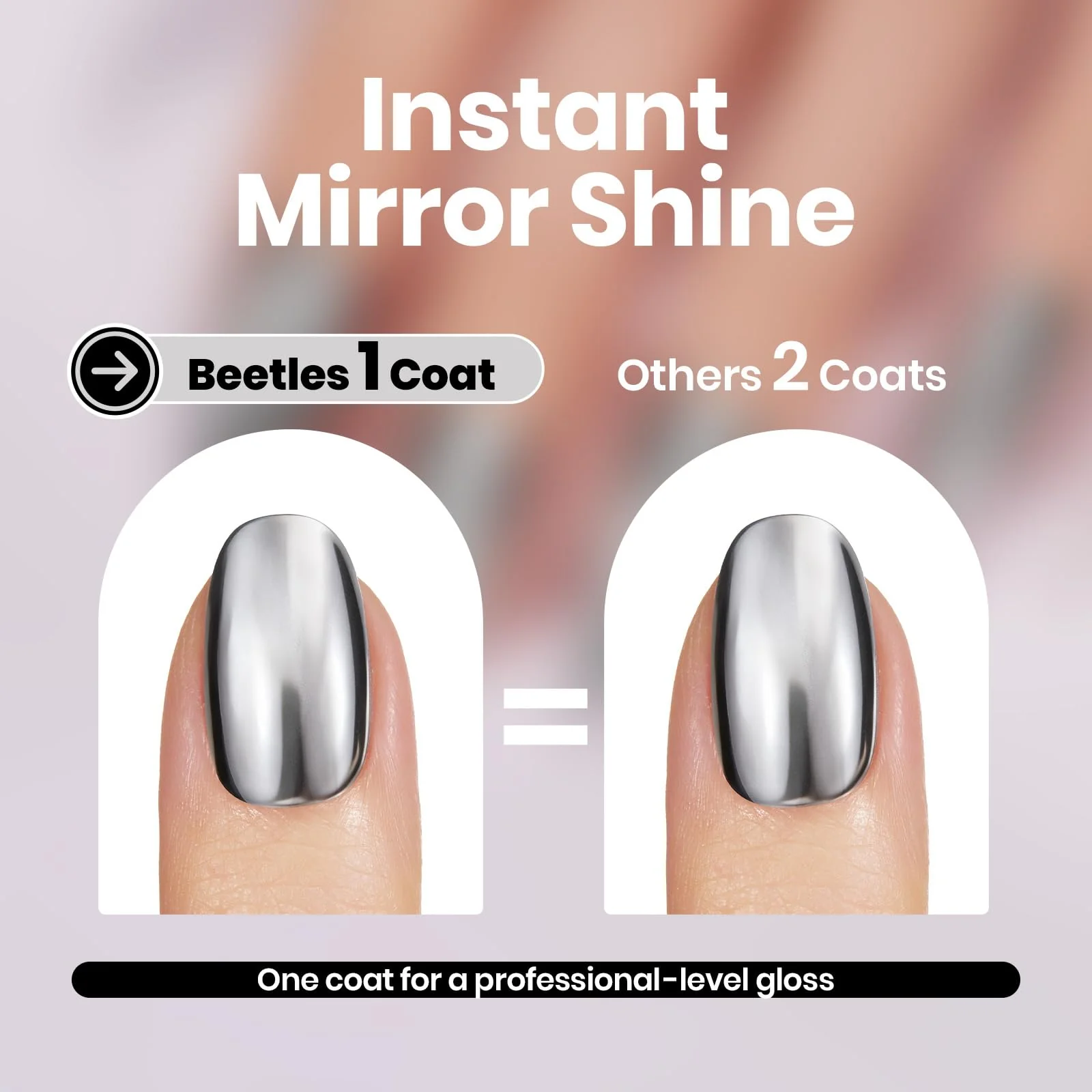 Beetles Silver Mirror Nail Polish - Chrome Glint 15ml Quick Dry Metallic Nail Polish Chrome Mirror Effect High Glossy - Image 6