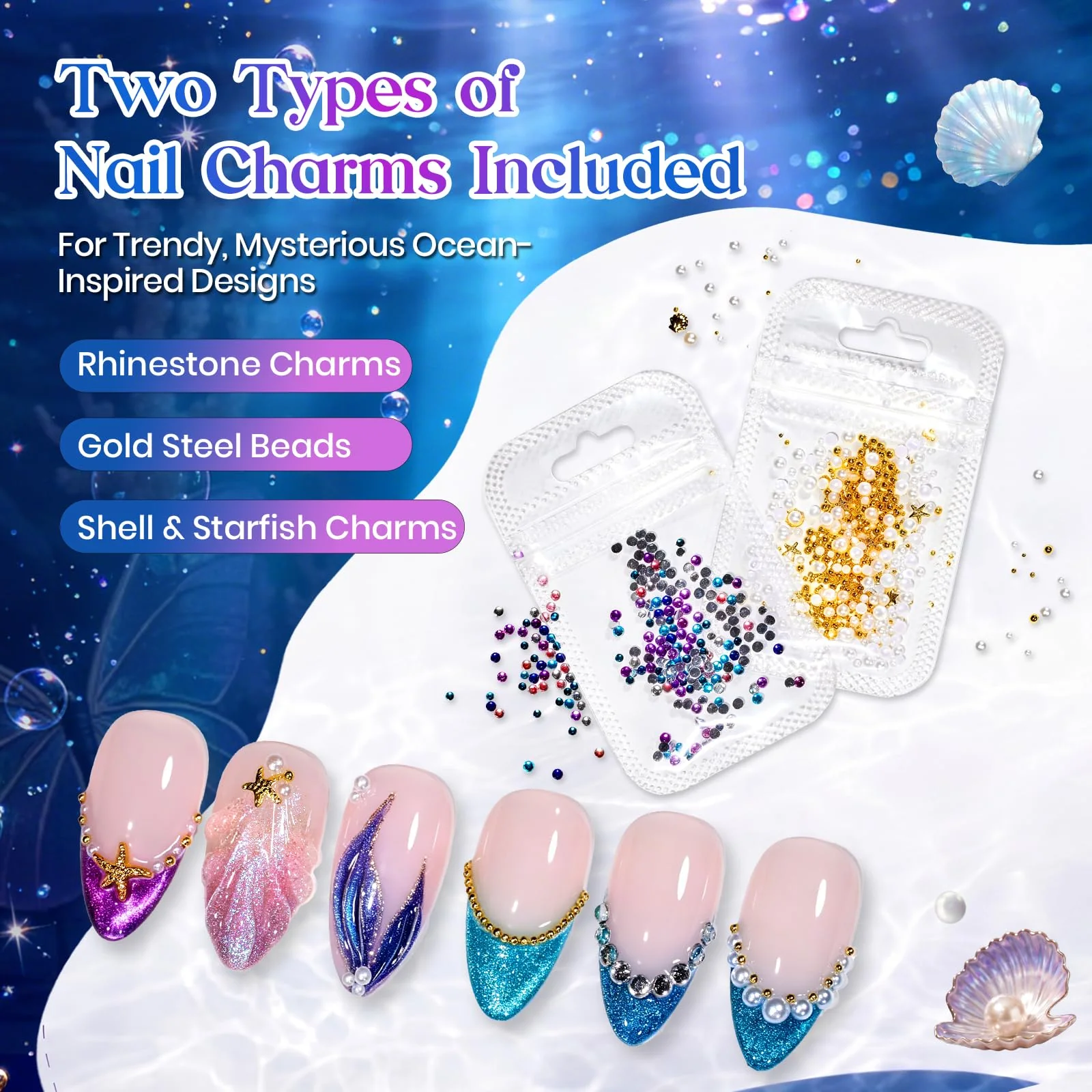 Beetles Siren Song Cat Eye 6 Colors 9ml Gel Nail Polish Set With Cat Eye Magnet Water Ripple Magnet Stick Nail Charms - Image 4