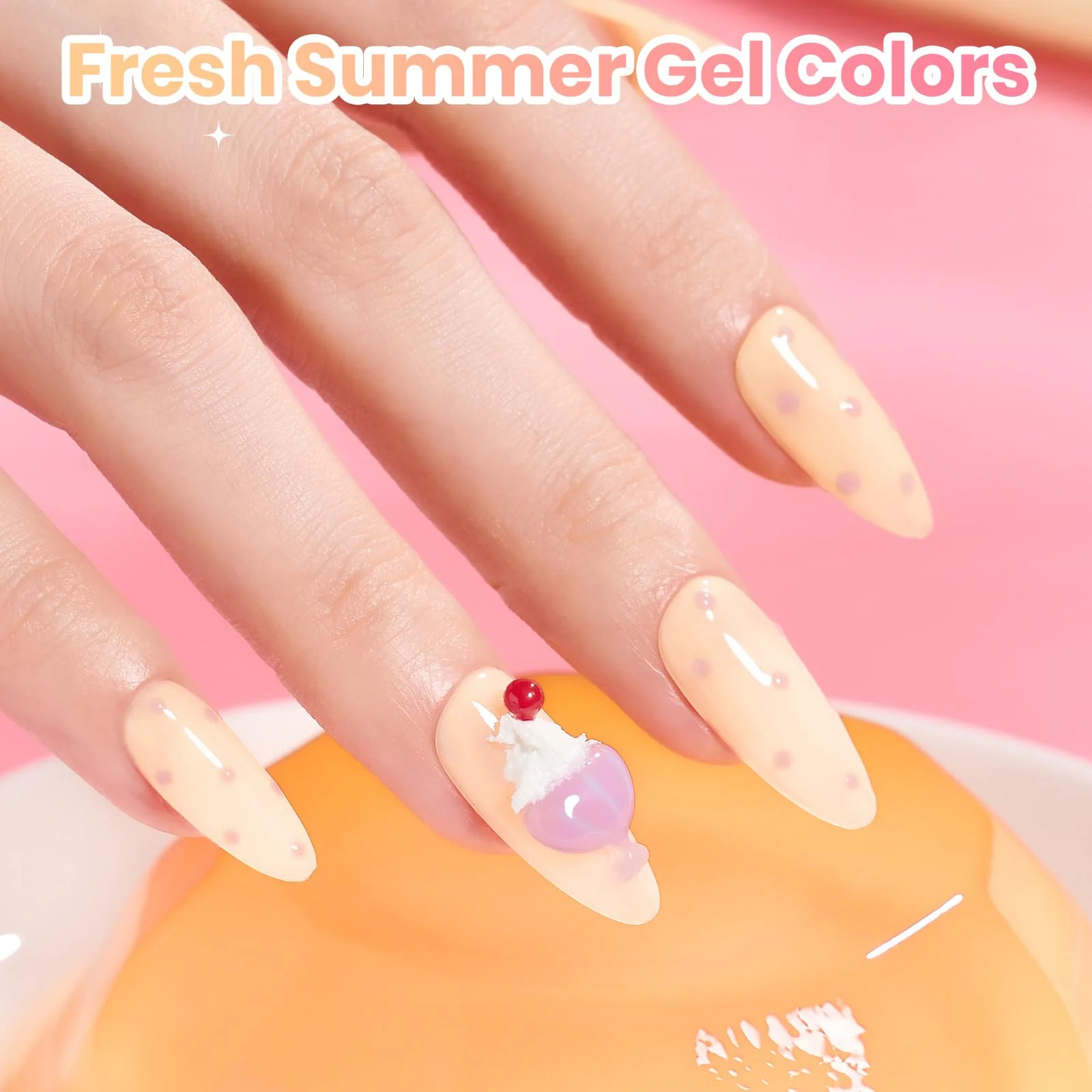 Beetles Soft Glow Pudding 6 Colors Summer Nails Jelly Pastel Pink Cat Eye Glitter Gel Nail Polish Set - Image 5