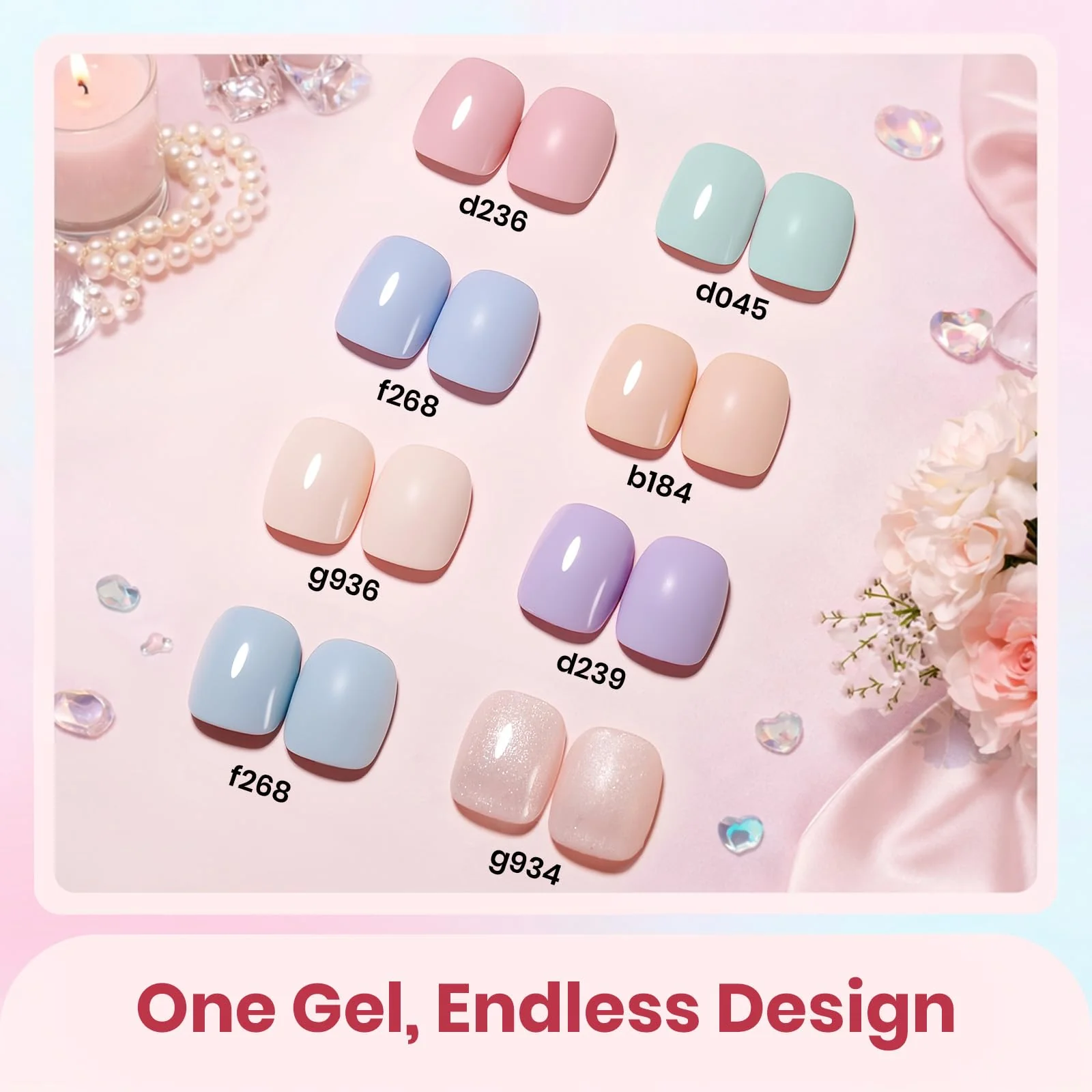 Beetles Soft Manifest 8 Colors Summer Nails Neutral Nude Glitter Pink Green Gel Set - Image 7