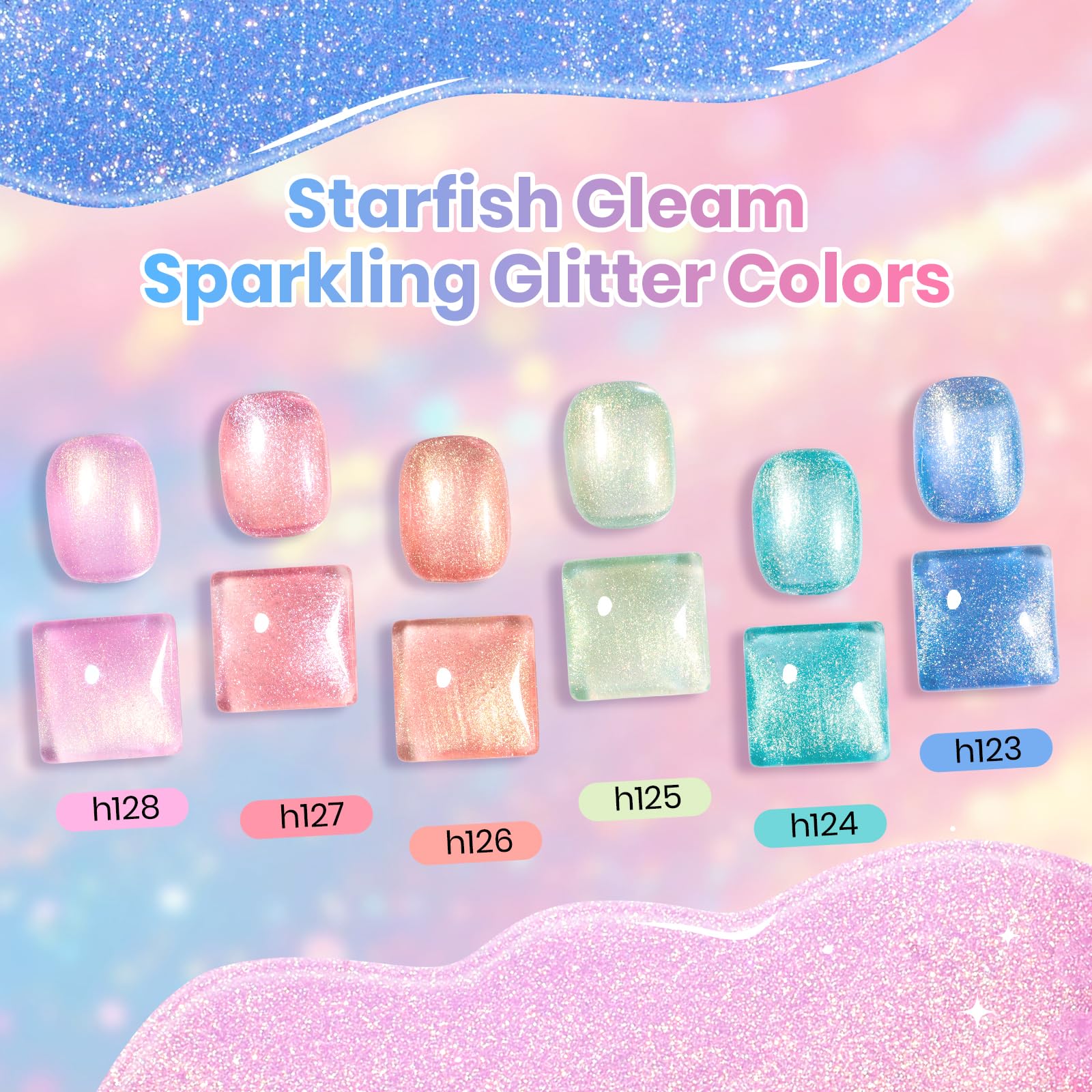 Beetles Sparkling Glitter 6 Colors Gleam Summer Nails Pastel Nude Gel Polish Set - Image 8