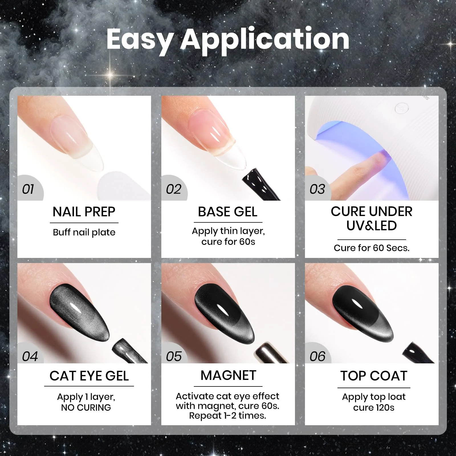 Beetles Sparkling Platinum 6 Colors Twilight Gleam Shine Cat Eye Glitter Shimmer Gel Nail Polish Set - Image 7