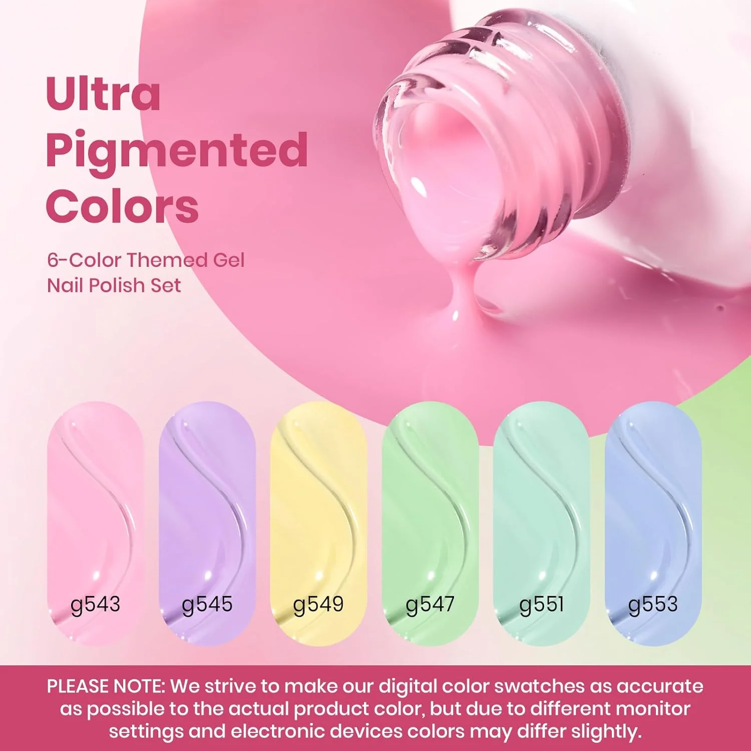 Beetles Nectar Jelly Gel Nail Polish Set - 6 Colors 15ML Summer Nails Pastel Gel Polish Kit Mint Green Yellow Sheer Translucent Effect Soak Off UV Nail Art Manicure Gift for Women - Image 7