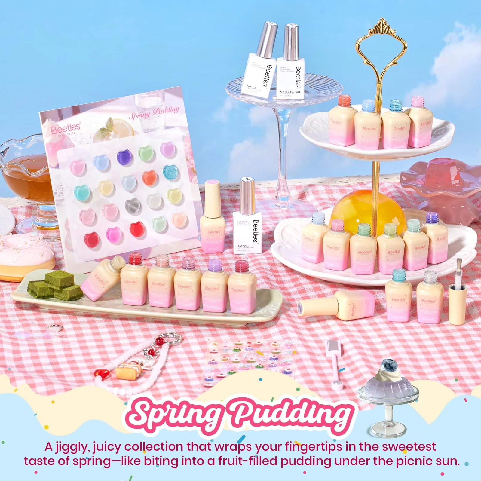 Beetles Spring Summer Nails Pudding Jelly Gel Nail Polish Set - 28PCS 20 Colors Jelly Pink Purple Red Blue Green Glitter Silver Cat Eye - Image 3