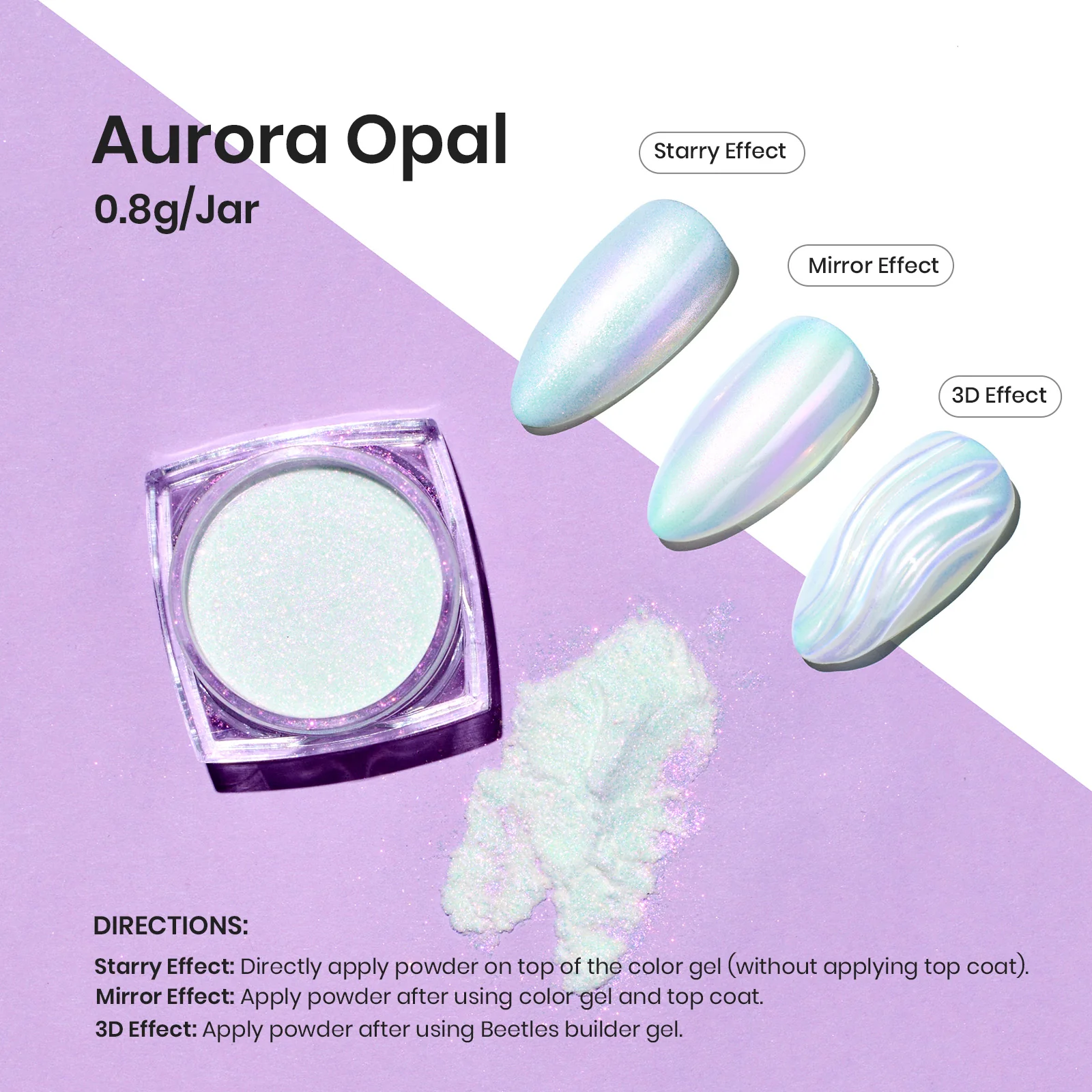 Beetles Stay Shining Aurora Blue Glazed Chrome Nail Powder - Image 4