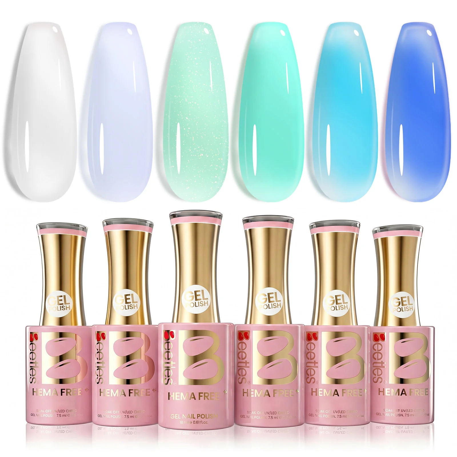 Beetles Stay Shining Bubble Splash HEMA Free TPO Free 6 Colors Jelly Gel Set 7.5ml