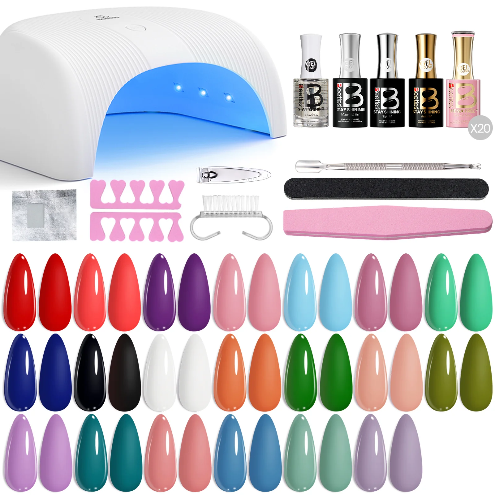Beetles Stay Shining Colorful Dreamscape HEMA-FREE TPO FREE Gel Nail Kit with UV Light, DIY Salon-Quality at Home