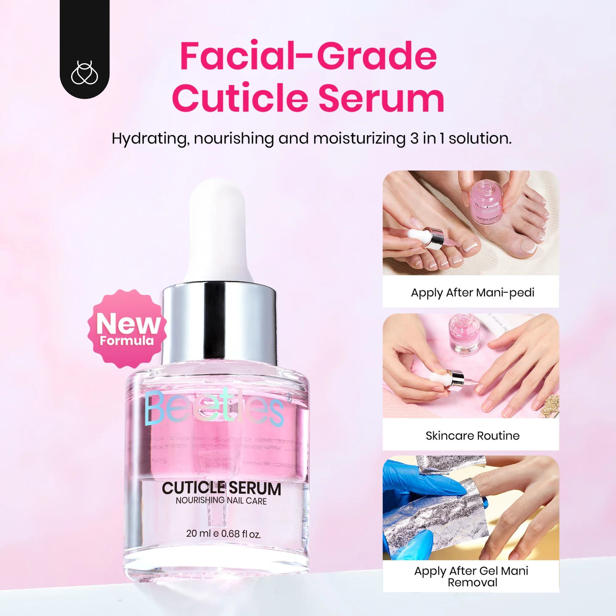 Beetles Stay Shining Cuticle Serum Rose Scent 20ml - Image 2