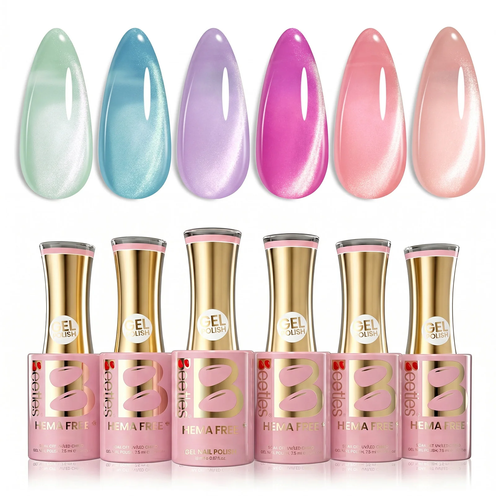 Beetles Stay Shining Fairy Garden HEMA Free TPO Free 6 Colors Cat Eye Gel Polish Set 7.5ml