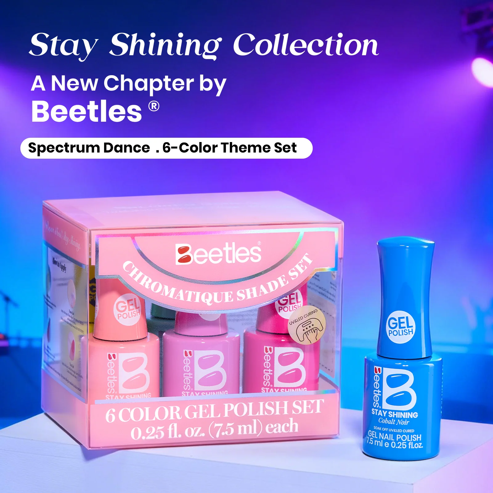 Beetles Gel Nail Polish Set, Stay Shining Chromatique Shades, 6 Colors, 1.52 fl oz - Image 4