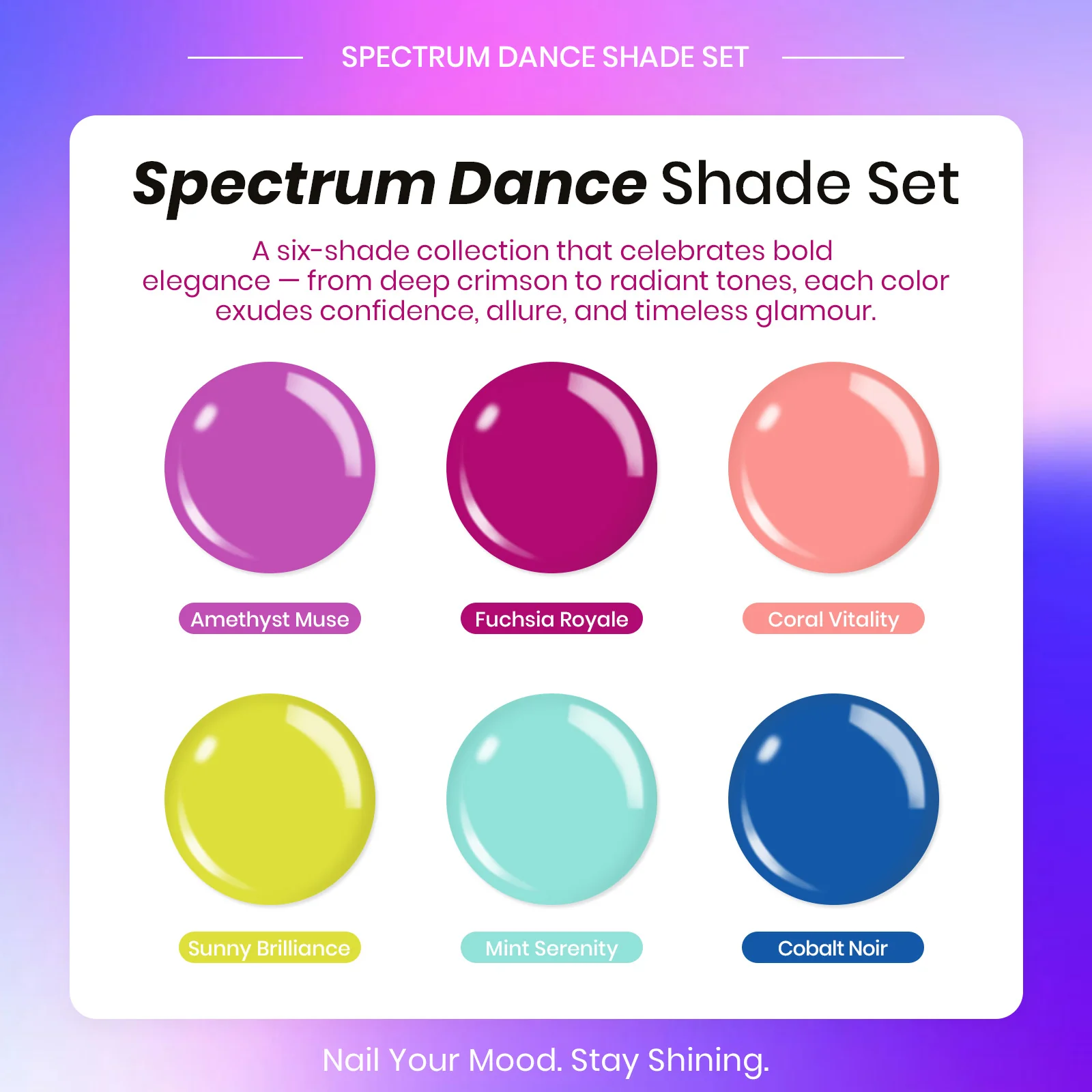 Beetles Gel Nail Polish Set, Stay Shining Chromatique Shades, 6 Colors, 1.52 fl oz - Image 5