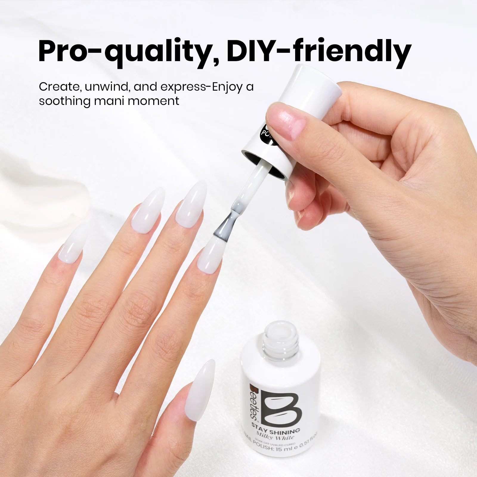 Beetles Stay Shining Collection Salon-Quality Gel Polish - 15ml of Milky White - Image 5