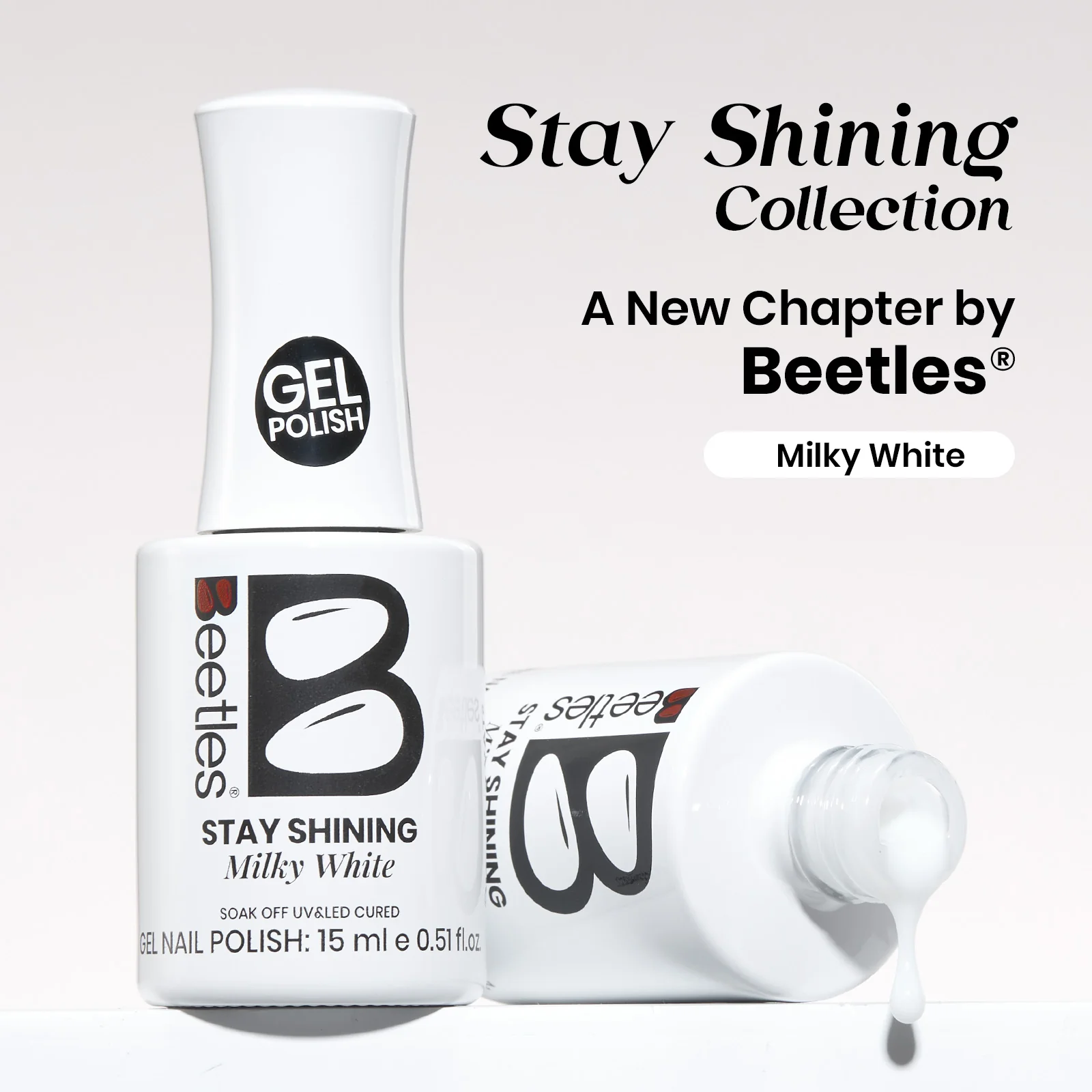 Beetles Stay Shining Collection Salon-Quality Gel Polish - 15ml of Milky White - Image 7